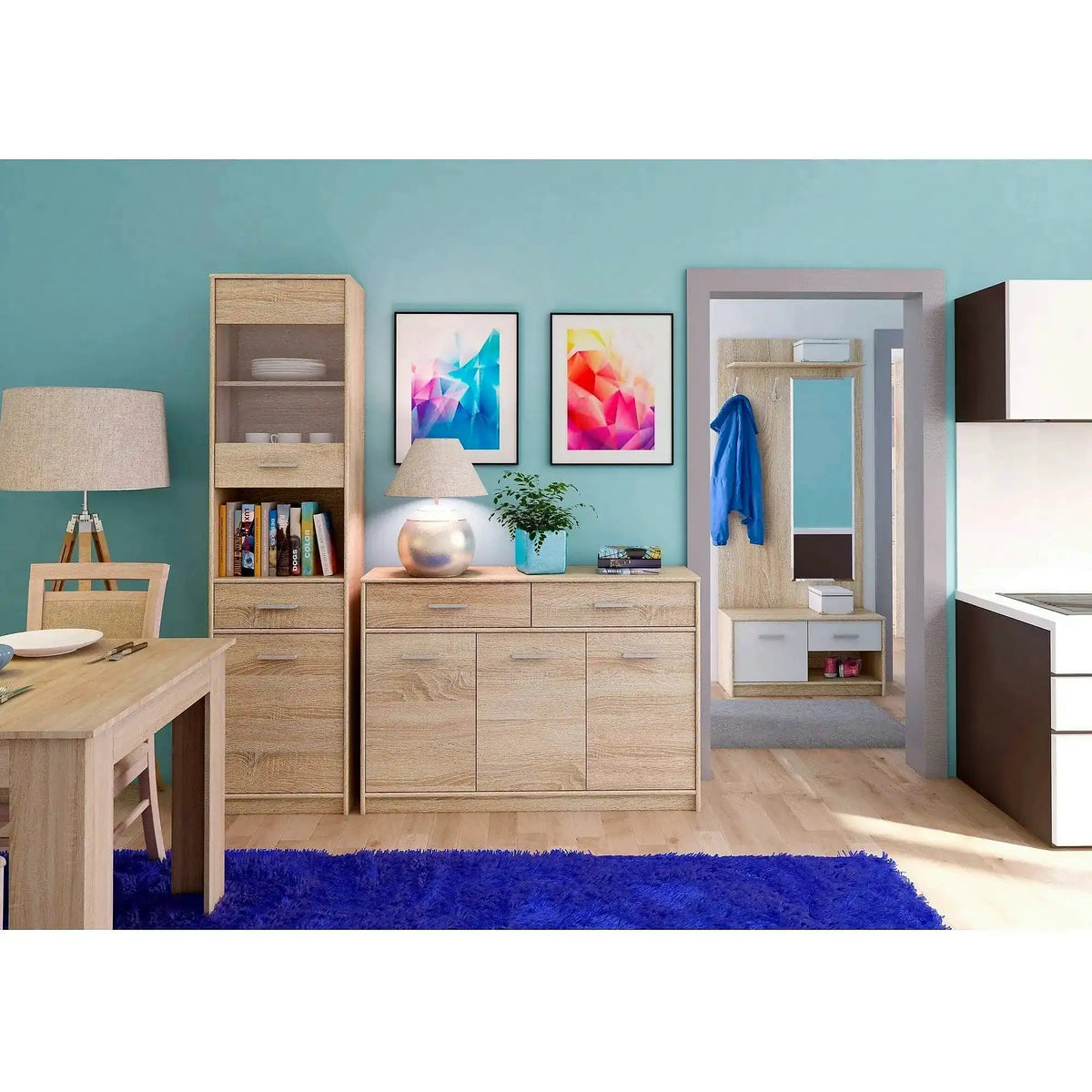 Comoda Tips, stejar sonoma, PAL laminat, 123x34x85 cm