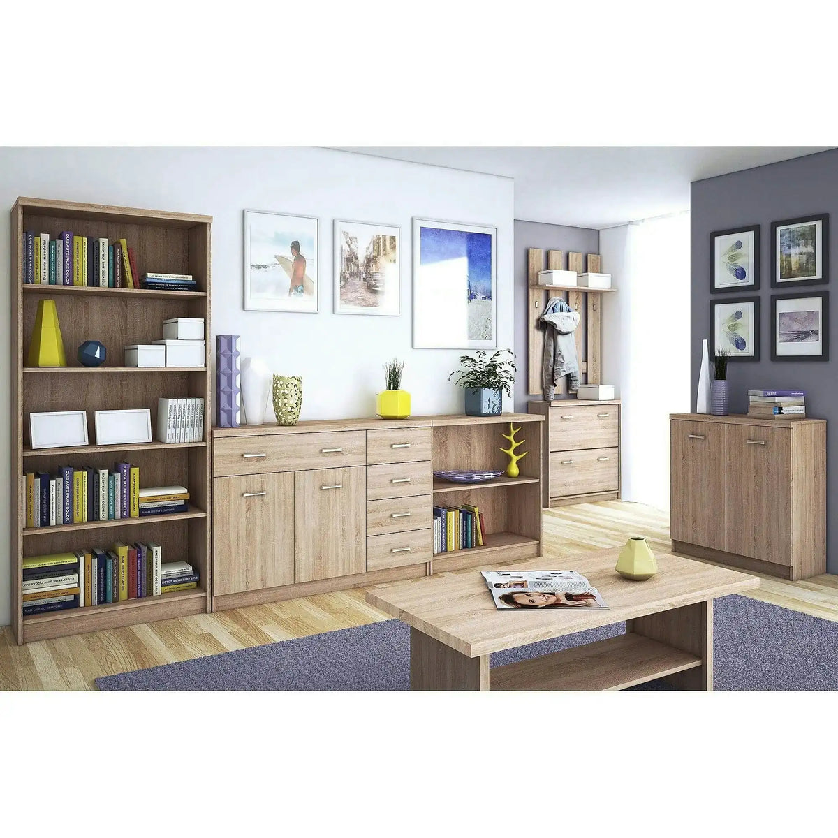Comoda TOP MIX, stejar sonoma, PAL laminat, cu 2 usi, 80x33x85 cm