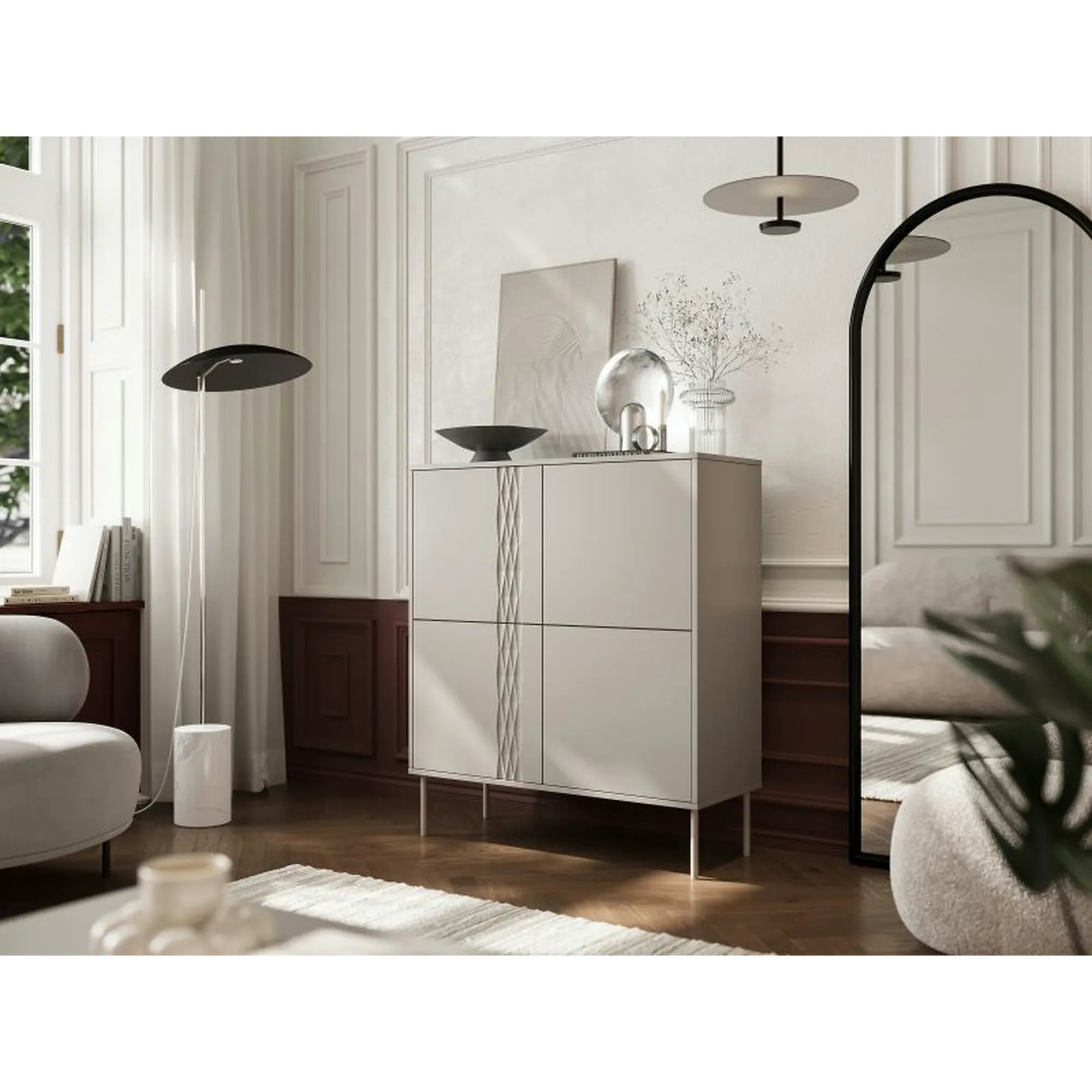 Comoda TRESSE, bej, PAL laminat, 100x40x110 cm