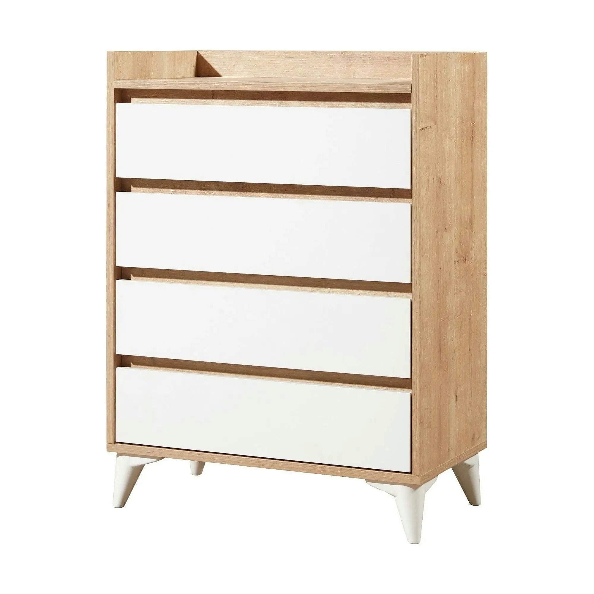 Comoda TUVALLE 040, alb/stejar, PAL melaminat, 70x40x92 cm