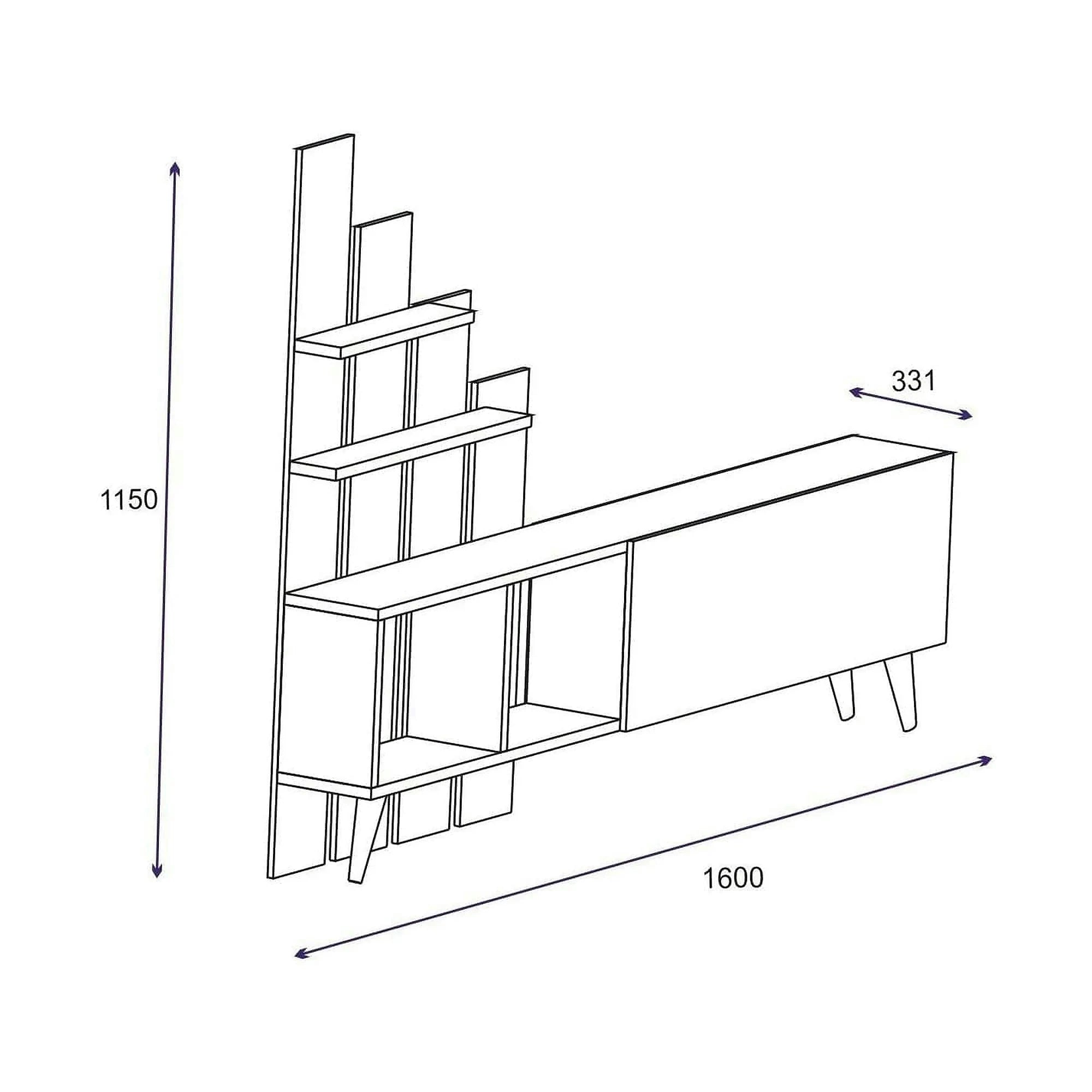 Comoda TV 505CRL1909, alb, PAL, 160x33x115 cm