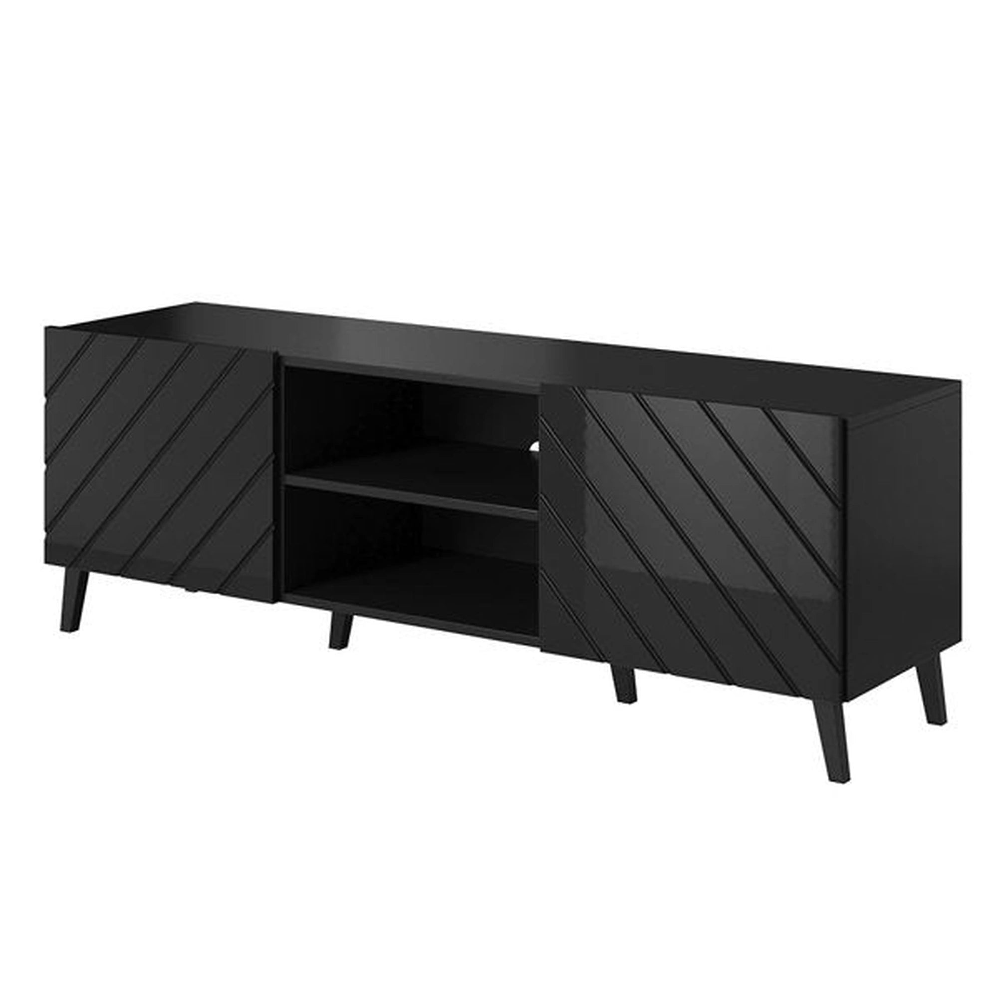 Comoda TV ABETO, negru, PAL laminat, 150x42x52 cm