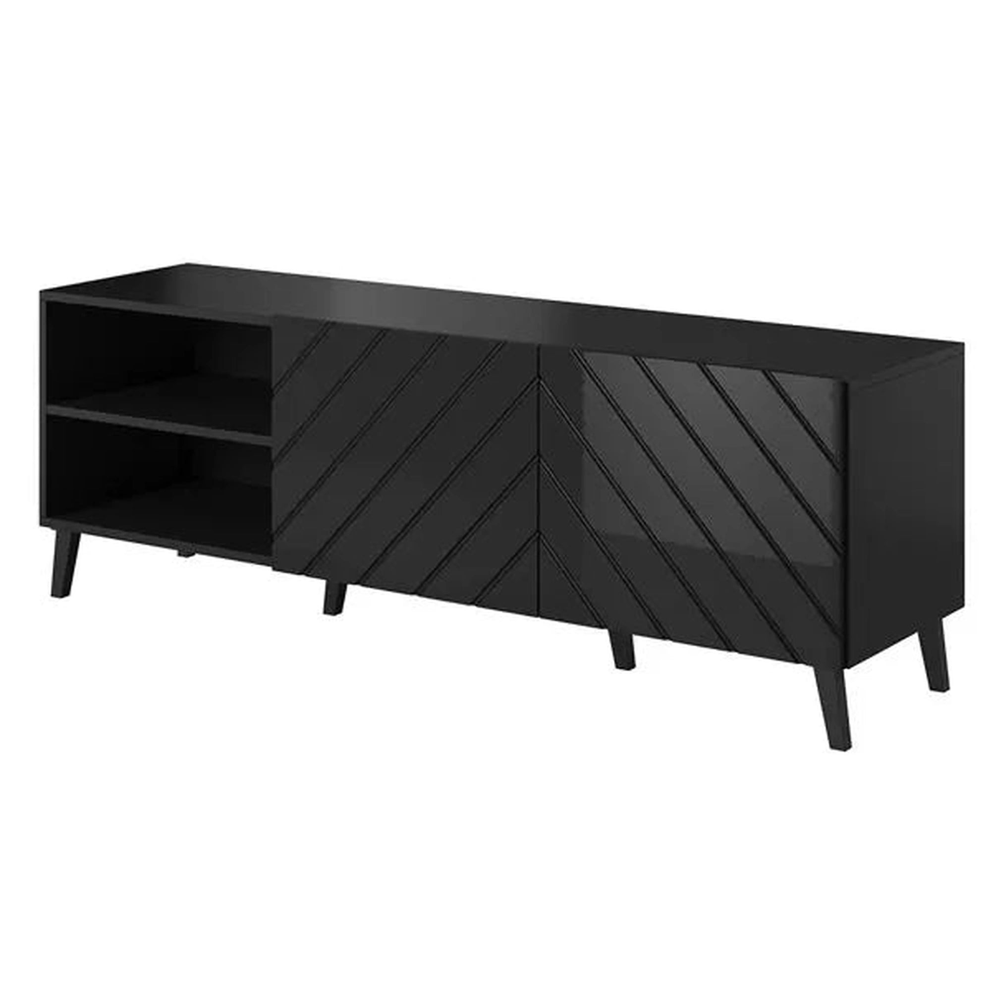 Comoda TV ABETO, negru, PAL laminat, 150x42x52 cm