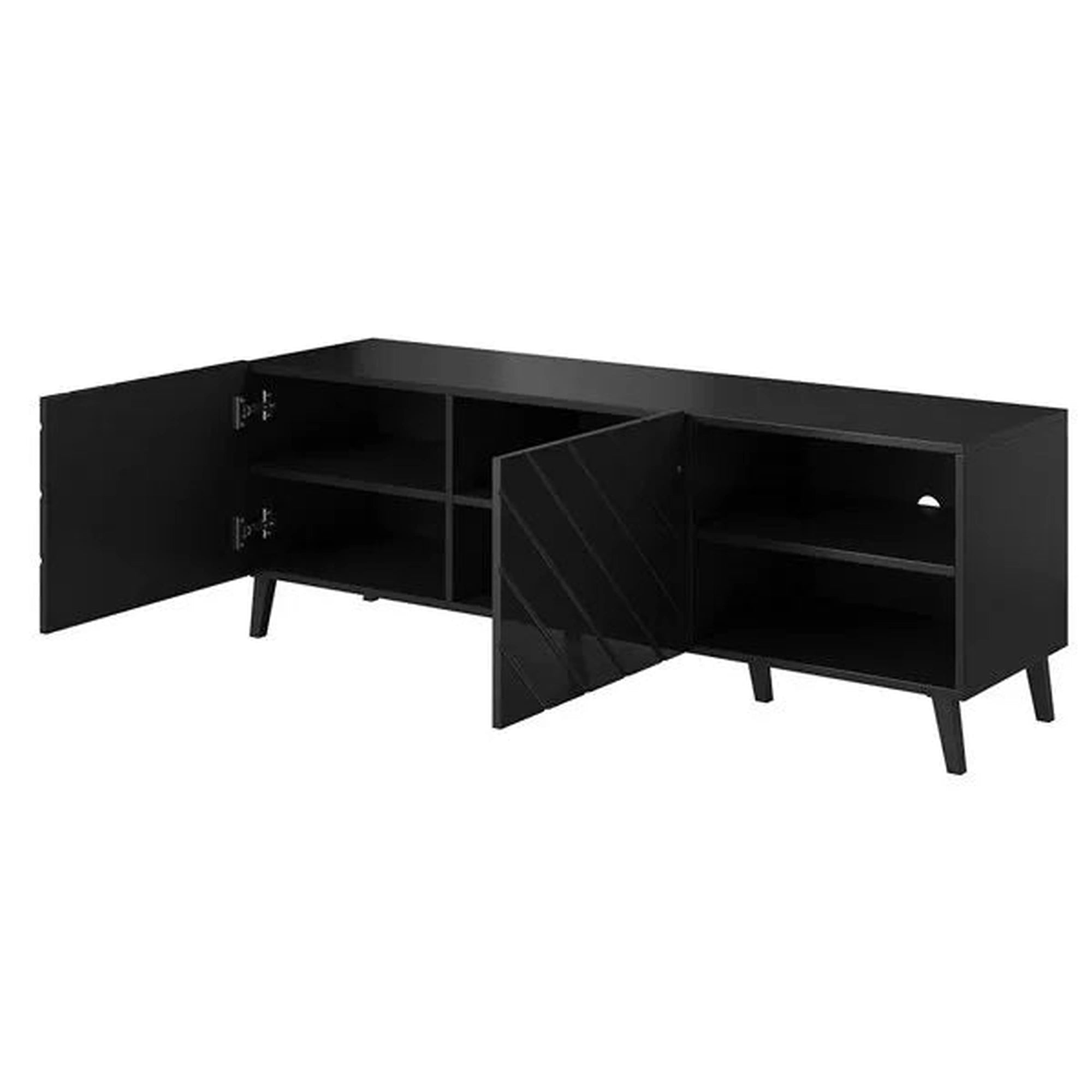Comoda TV ABETO, negru, PAL laminat, 150x42x52 cm