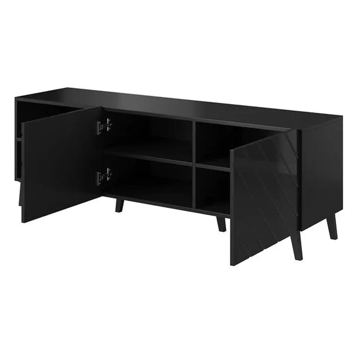 Comoda TV ABETO, negru, PAL laminat, 150x42x52 cm