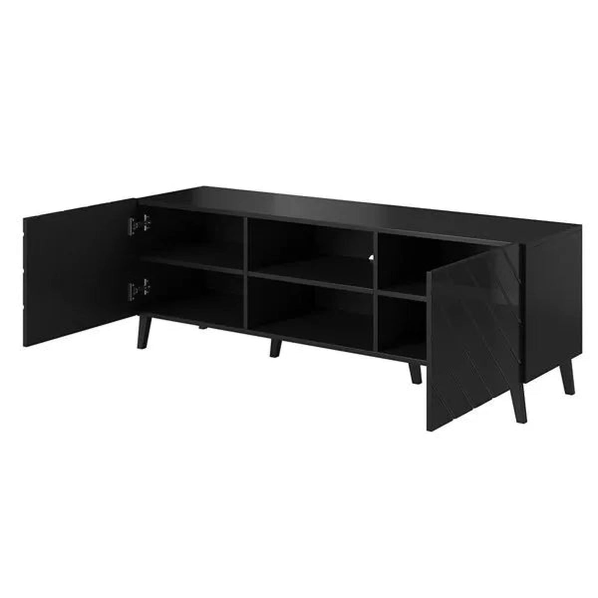 Comoda TV ABETO, negru, PAL laminat, 150x42x52 cm