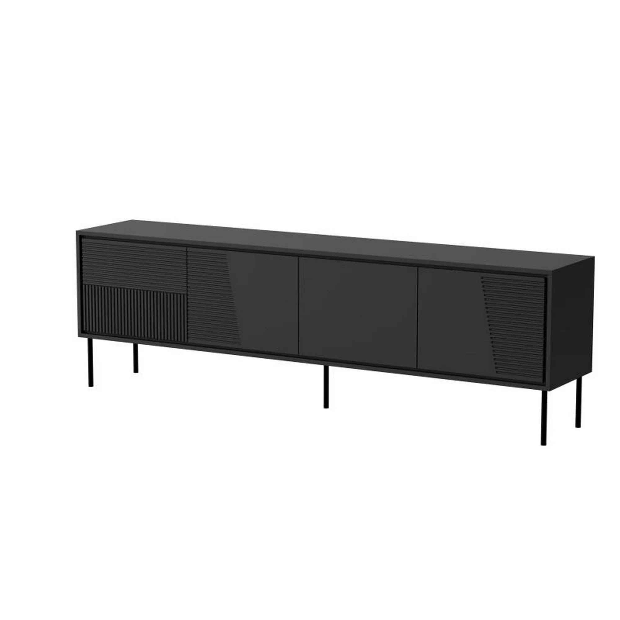 Comoda TV ABI, negru, PAL laminat/metal, 200x38x62 cm