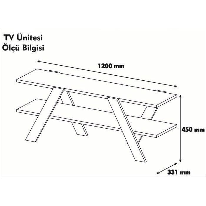 Comoda TV, alb/nuc, PAL, 120x33x45 cm