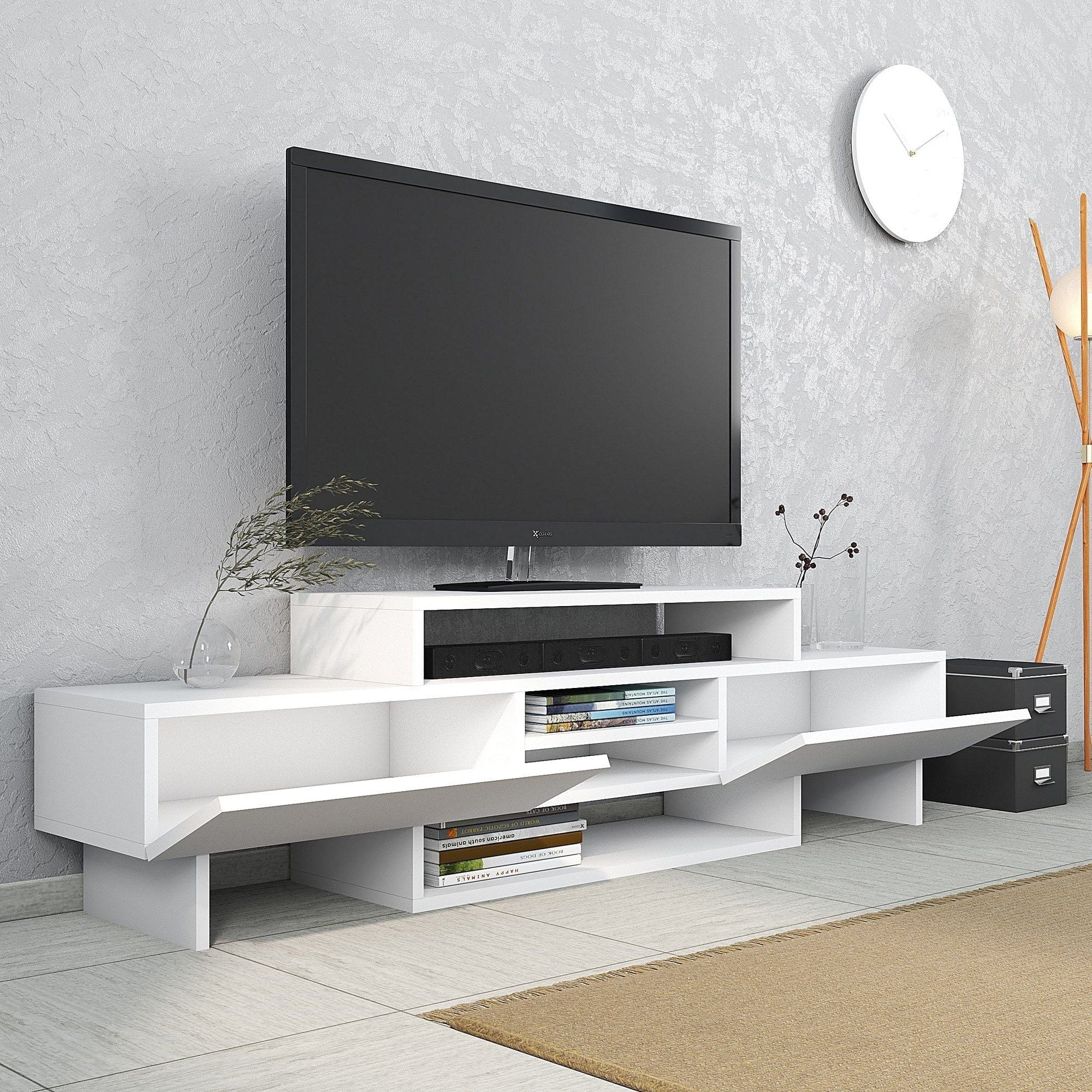 Comoda TV, alb, PAL melaminat, 160x30x49 cm