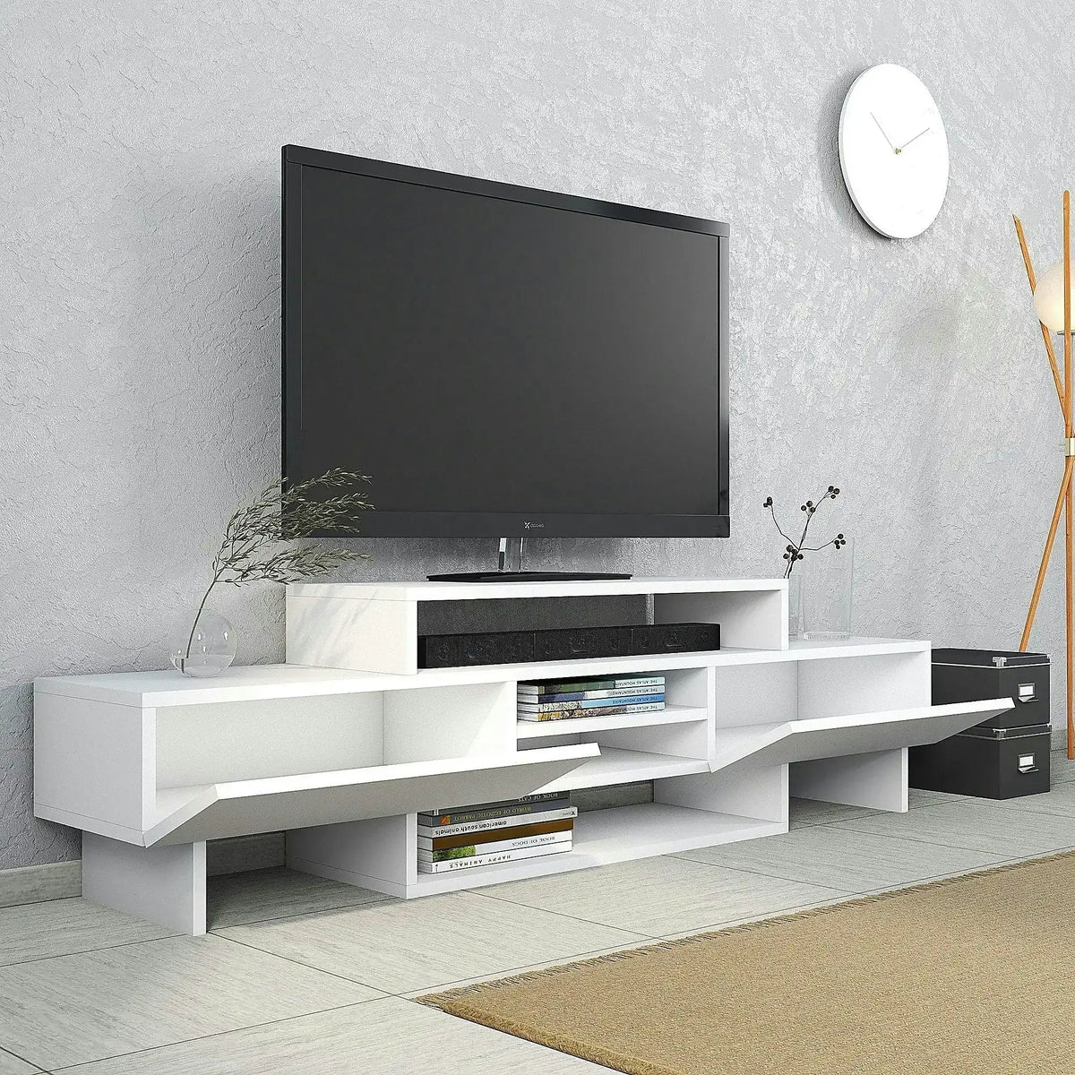 Comoda TV, alb, PAL melaminat, 160x30x49 cm
