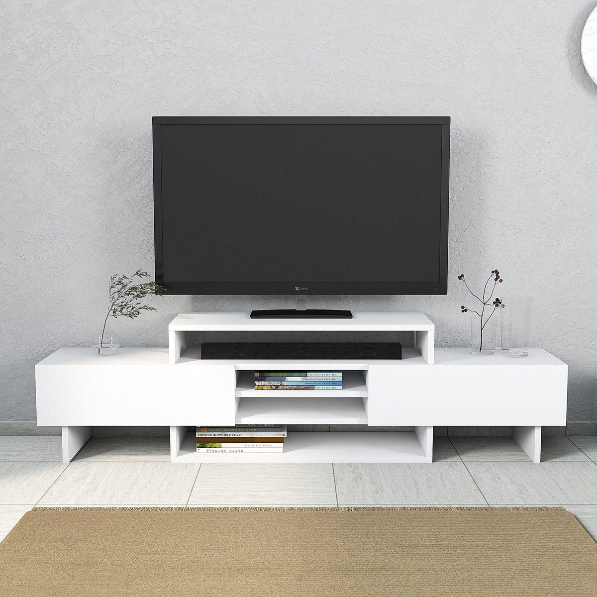 Comoda TV, alb, PAL melaminat, 160x30x49 cm