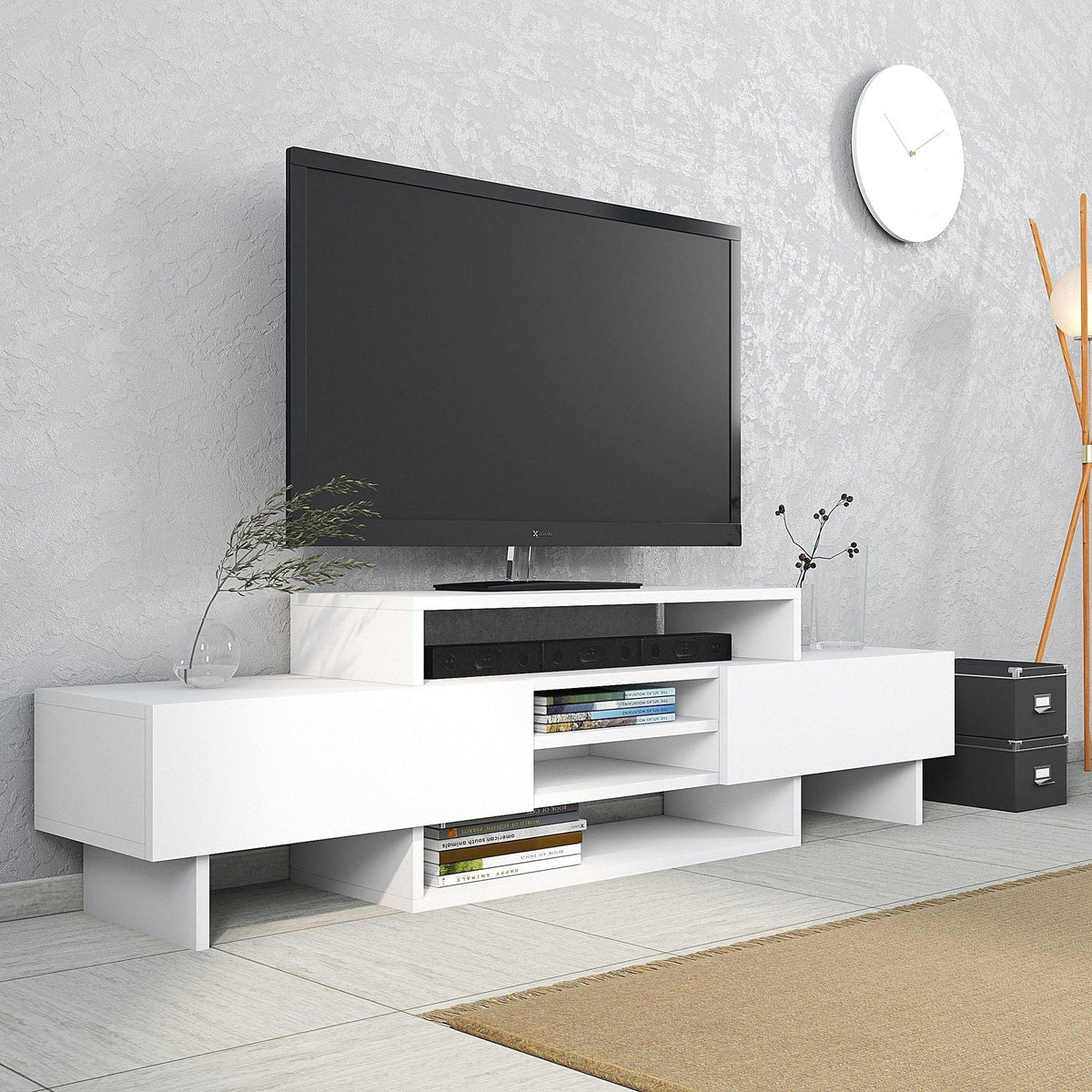 Comoda TV, alb, PAL melaminat, 160x30x49 cm