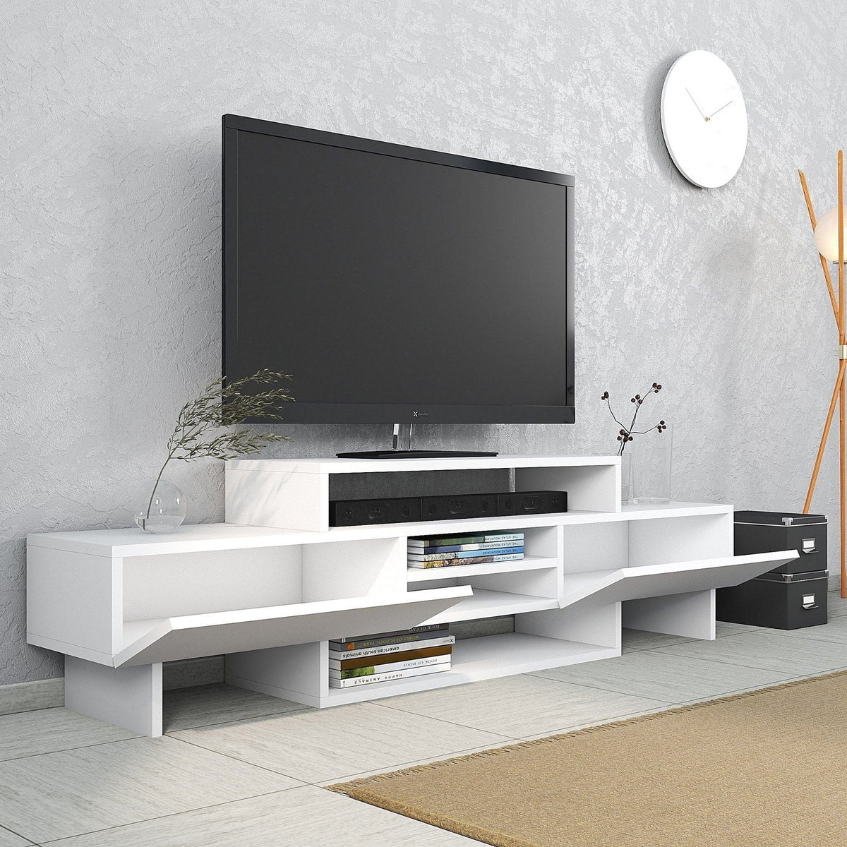 Comoda TV, alb, PAL melaminat, 160x30x49 cm