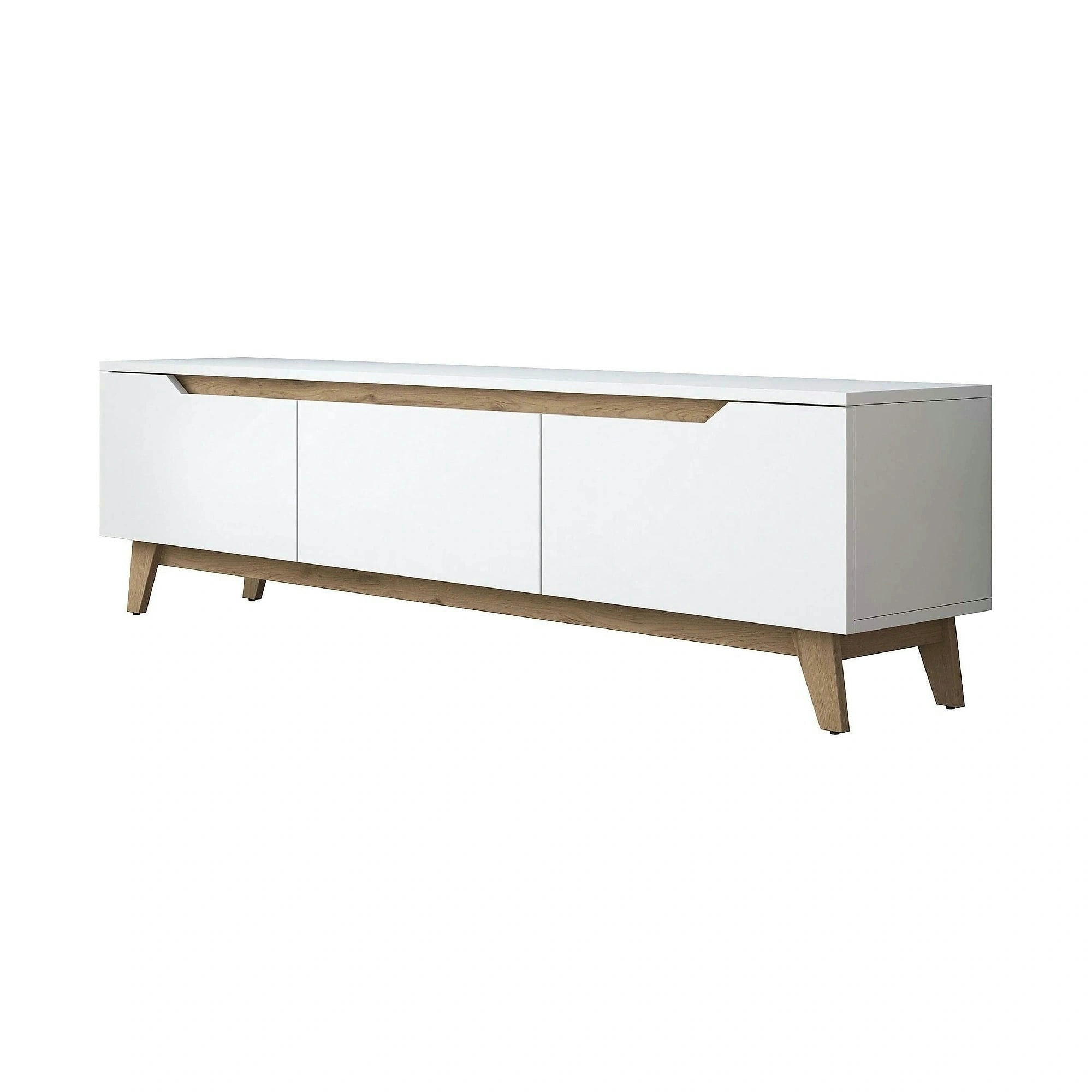Comoda TV, alb/stejar, PAL, 180x35x49 cm