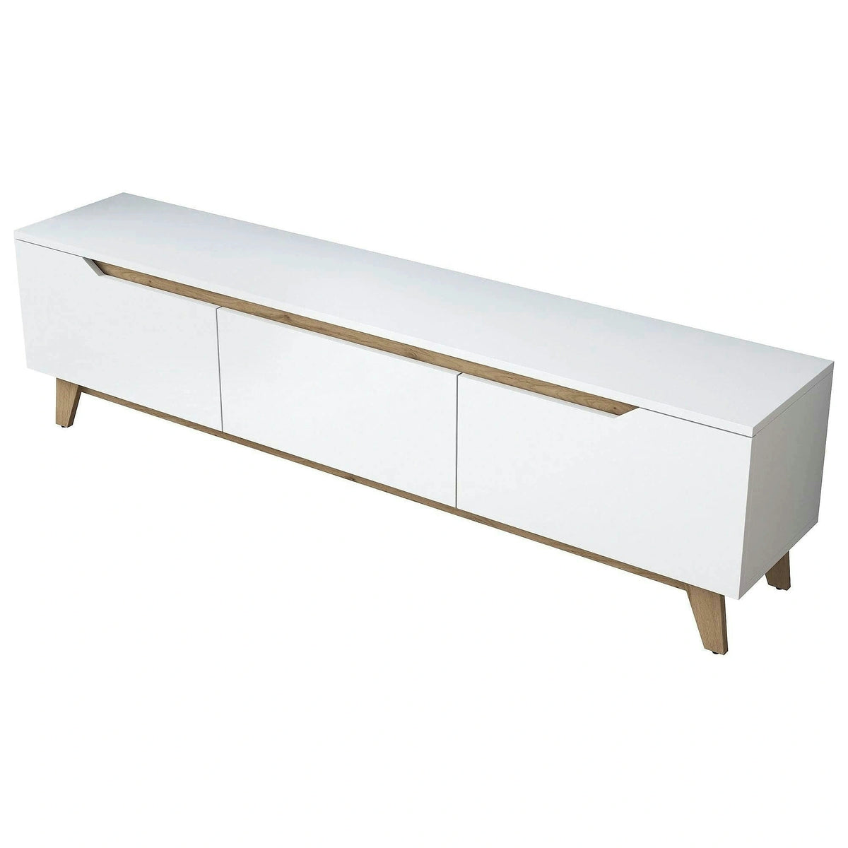 Comoda TV, alb/stejar, PAL, 180x35x49 cm