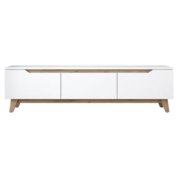 Comoda TV, alb/stejar, PAL, 180x35x49 cm