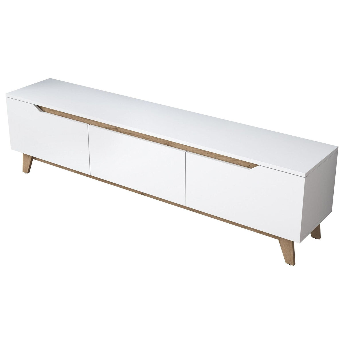 Comoda TV, alb/stejar, PAL, 180x35x49 cm