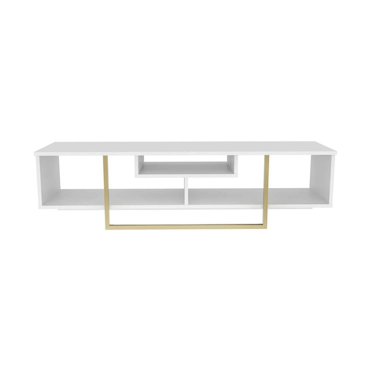 Comoda TV ASAL 150, alb/auriu, PAL melaminat, 150x35x40 cm