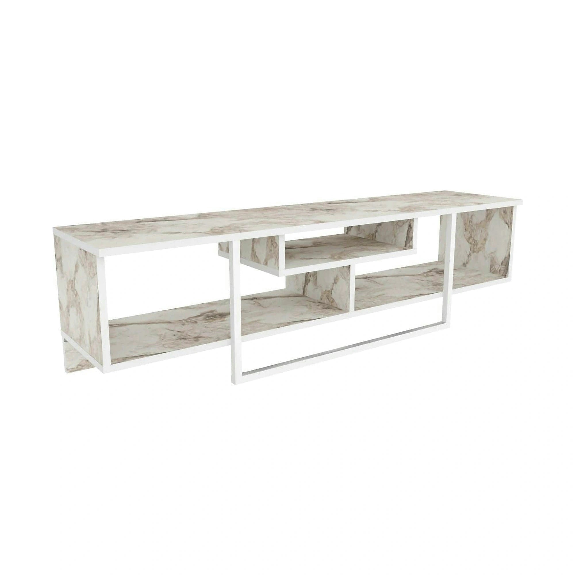 Comoda TV ASAL 150, alb/bej, PAL melaminat, 150x35x40 cm