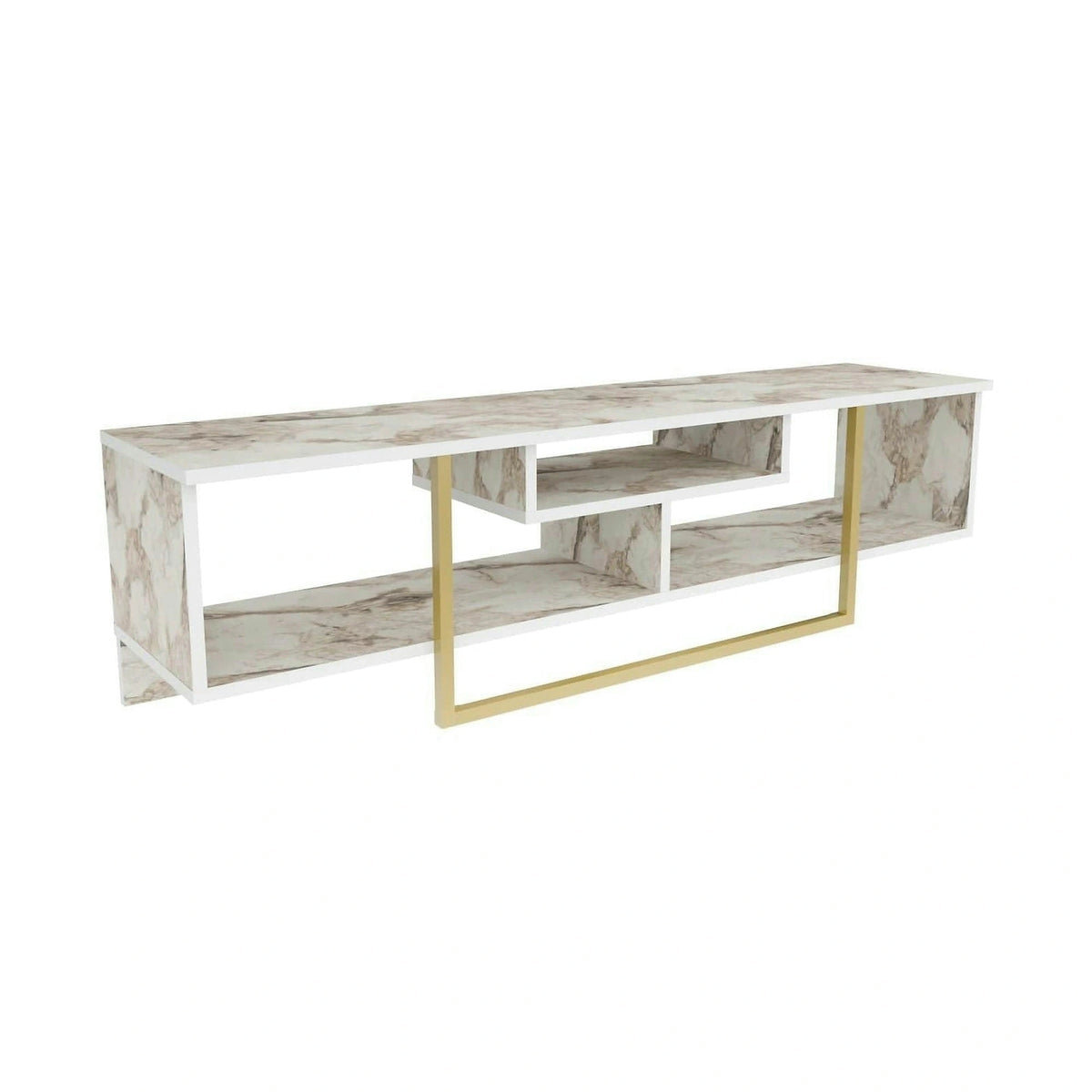 Comoda TV ASAL 150, bej/auriu, PAL melaminat, 150x35x40 cm