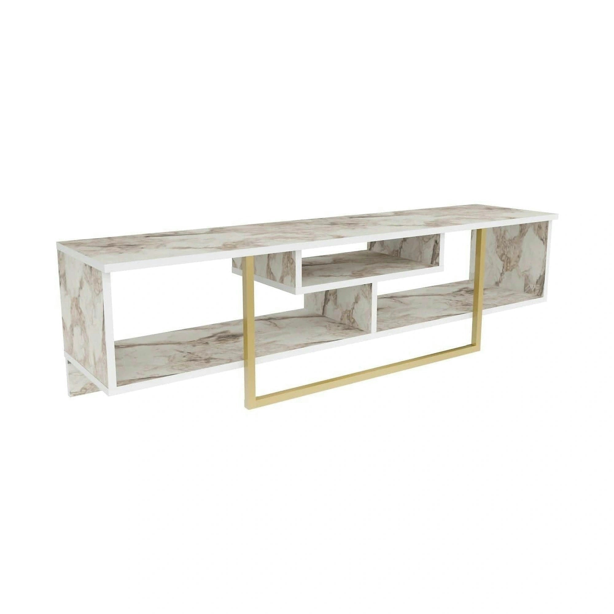 Comoda TV ASAL 150, bej/auriu, PAL melaminat, 150x35x40 cm