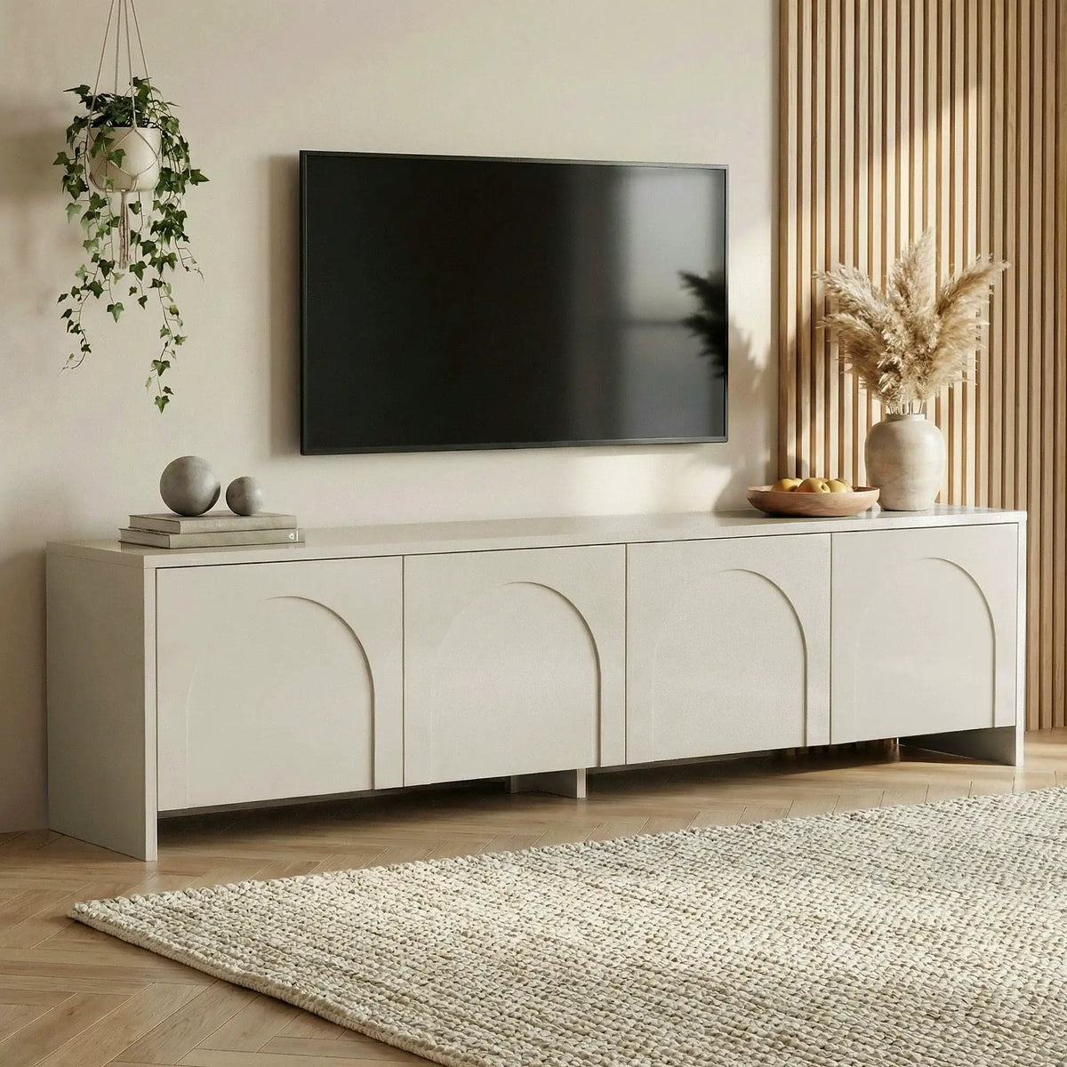 Comodă TV AURELIA, crem, PAL melaminat, 180x35x46 cm