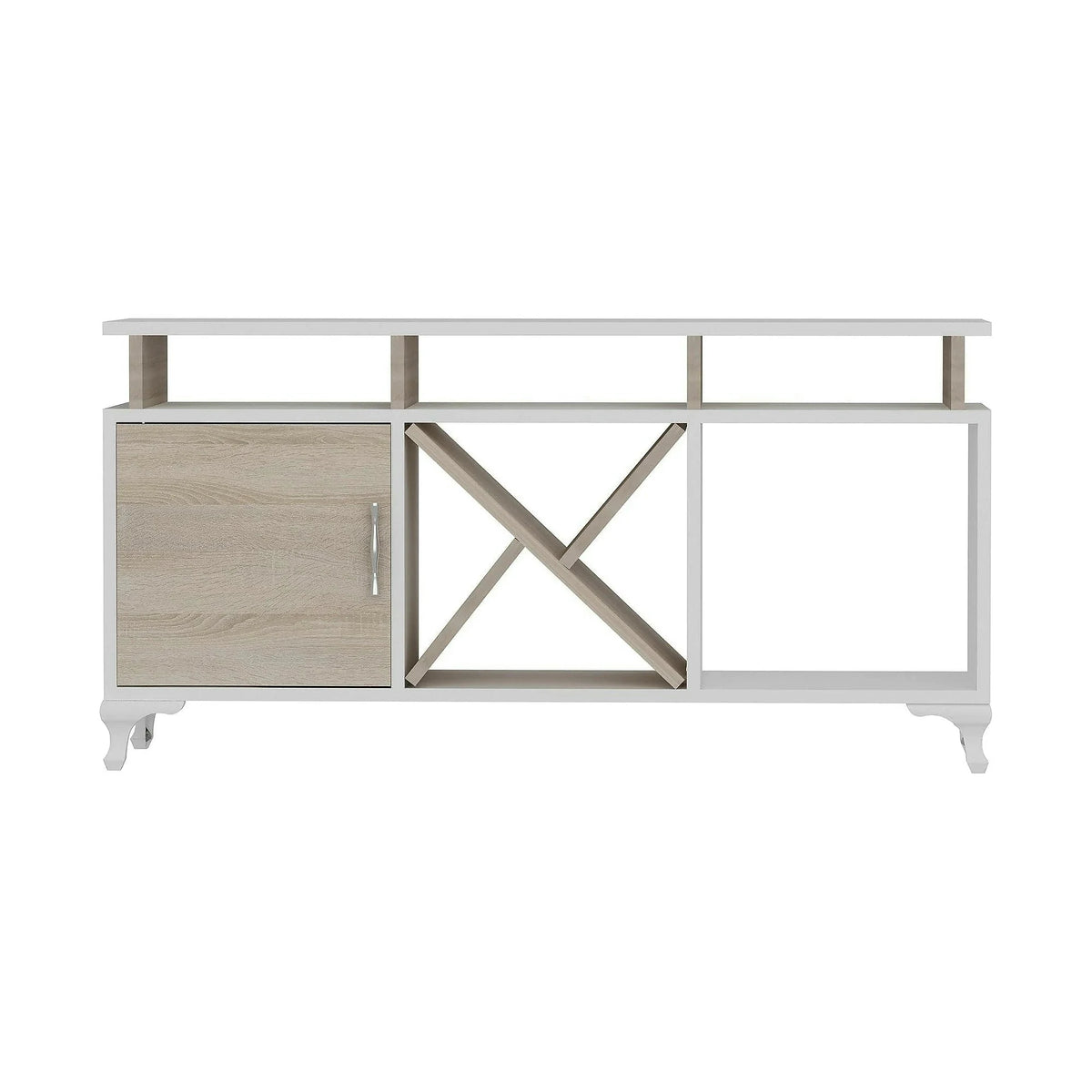 Comoda TV AY, alb/stejar, PAL melaminat, 120x30x54 cm