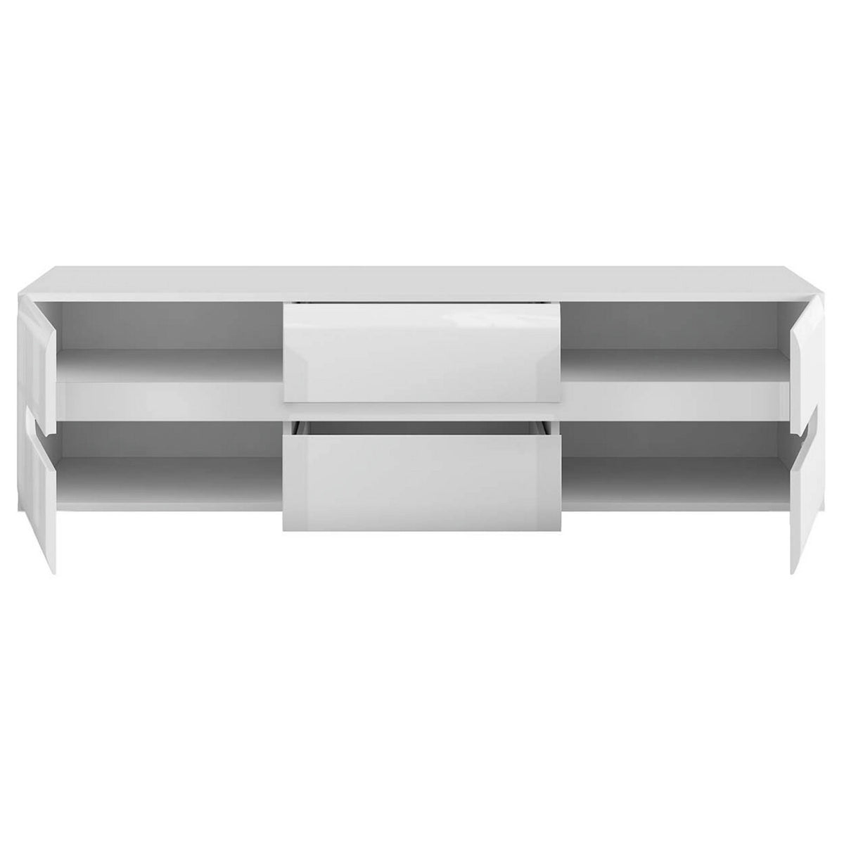 Comoda TV AZTECA TRIO, alb lucios, PAL, 150x47x43 cm