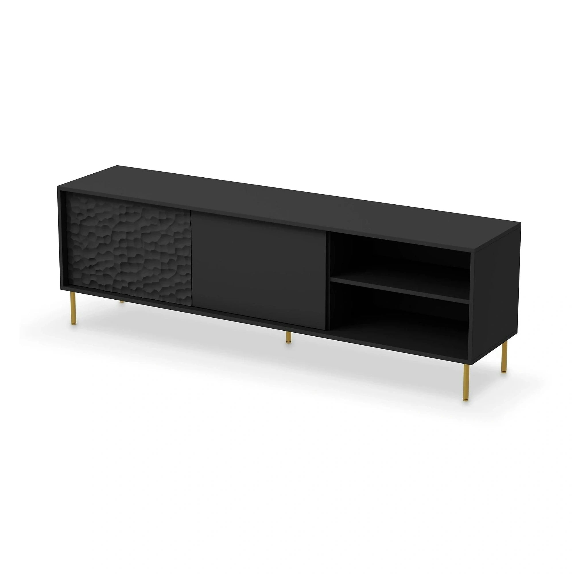Comoda TV BULLET, negru/auriu, PAL laminat, 180x41x58 cm