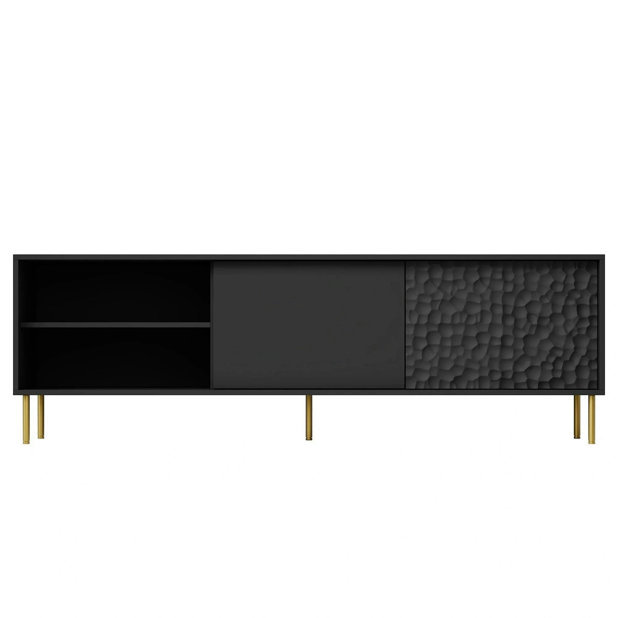 Comoda TV BULLET, negru/auriu, PAL laminat, 180x41x58 cm