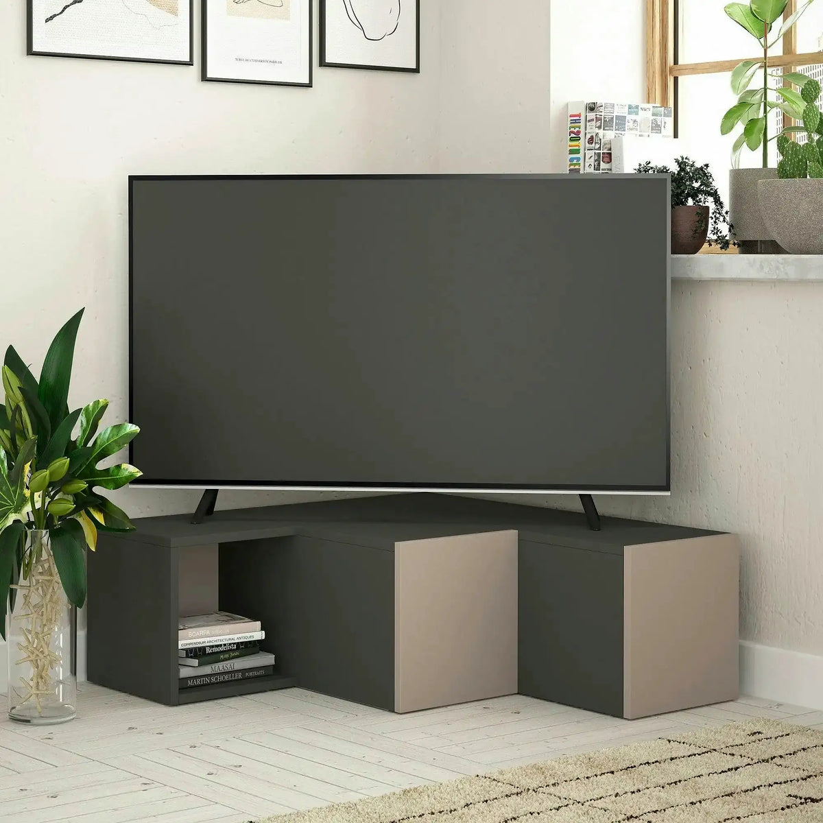 Comoda TV COMPACT, gri antracit, PAL melaminat, 90x30/92x32 cm