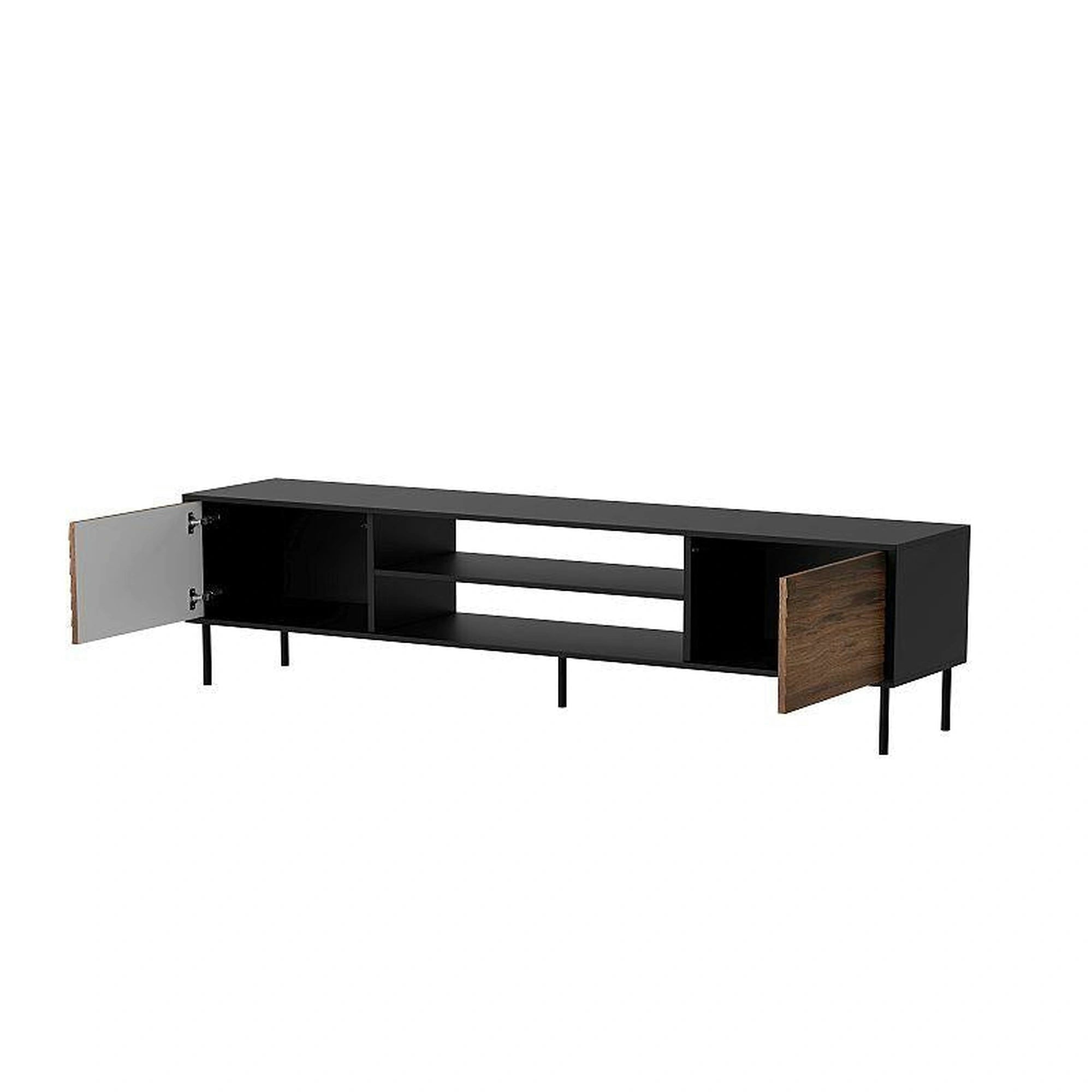 Comoda TV CORTINA, nuc/negru, PAL laminat, 180x40x60 cm