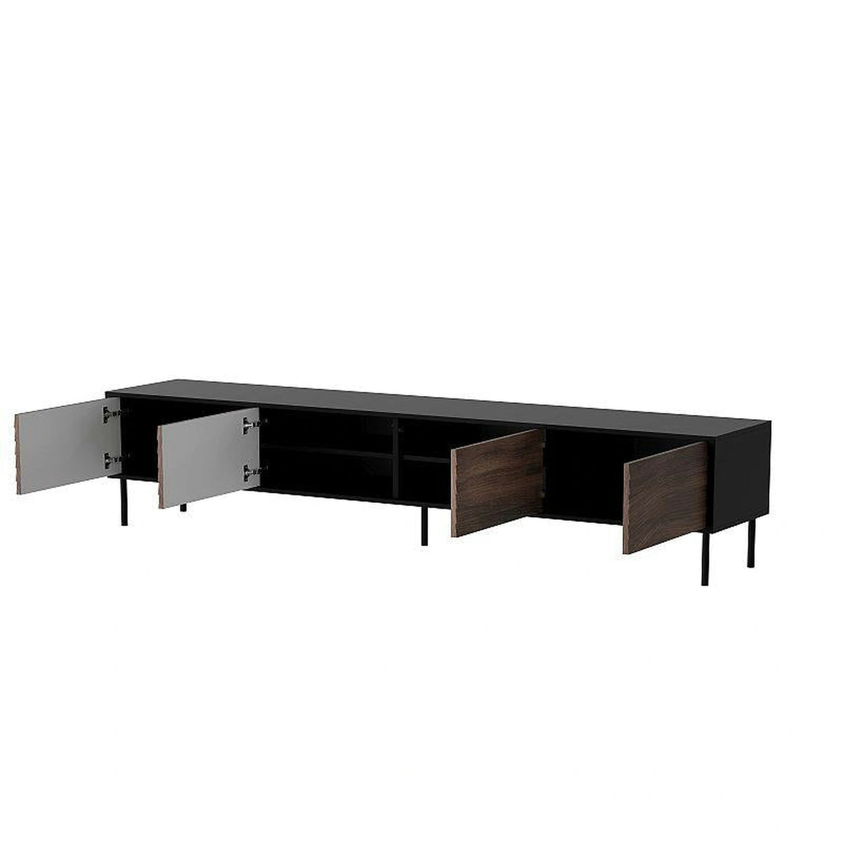 Comoda TV CORTINA, nuc/negru, PAL laminat, 200x40x55 cm