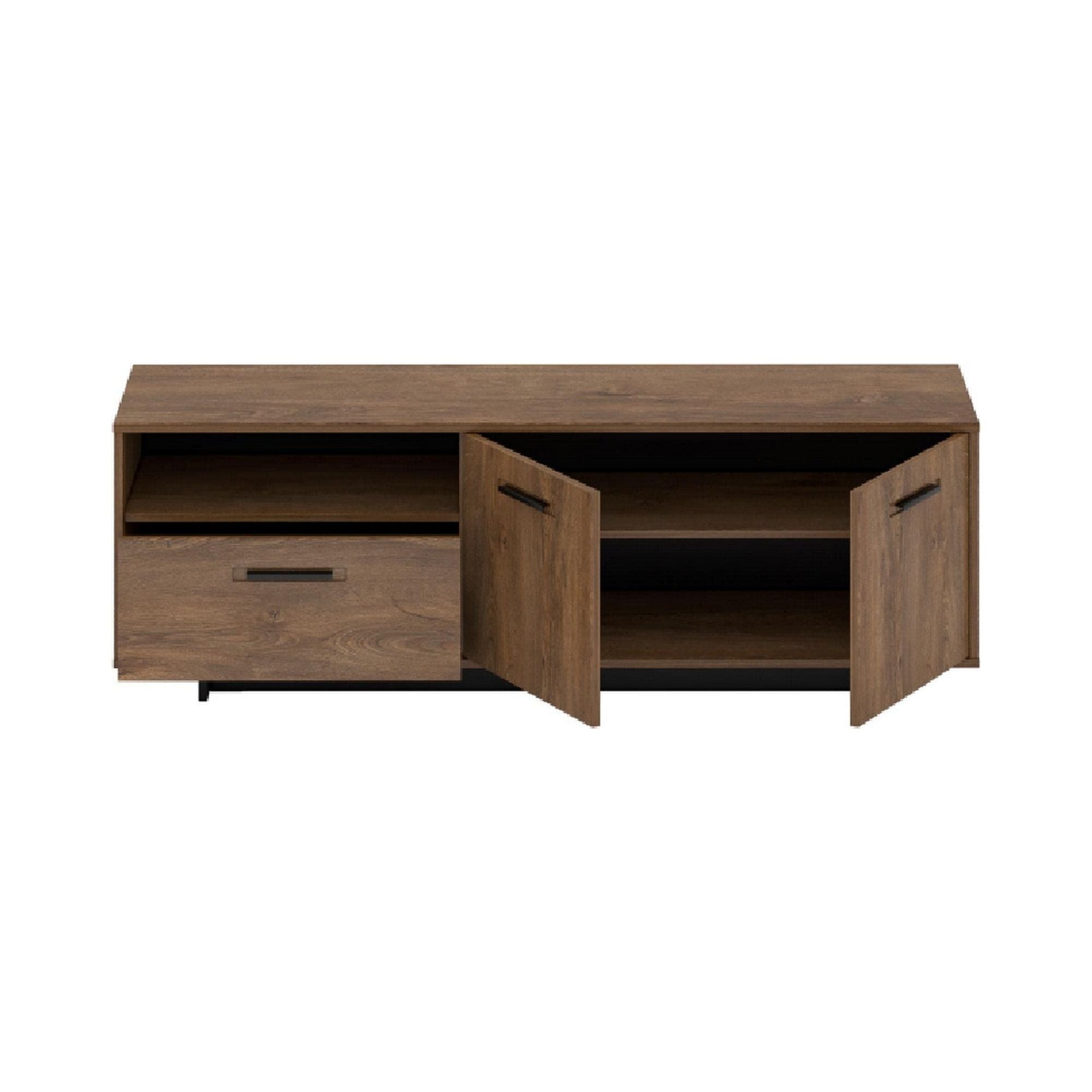 Comoda TV DELIS, stejar bolzano/negru, 154x42x51 cm