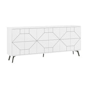 Comoda TV DUNE, alb/negru, PAL melaminat, 184x35x77 cm