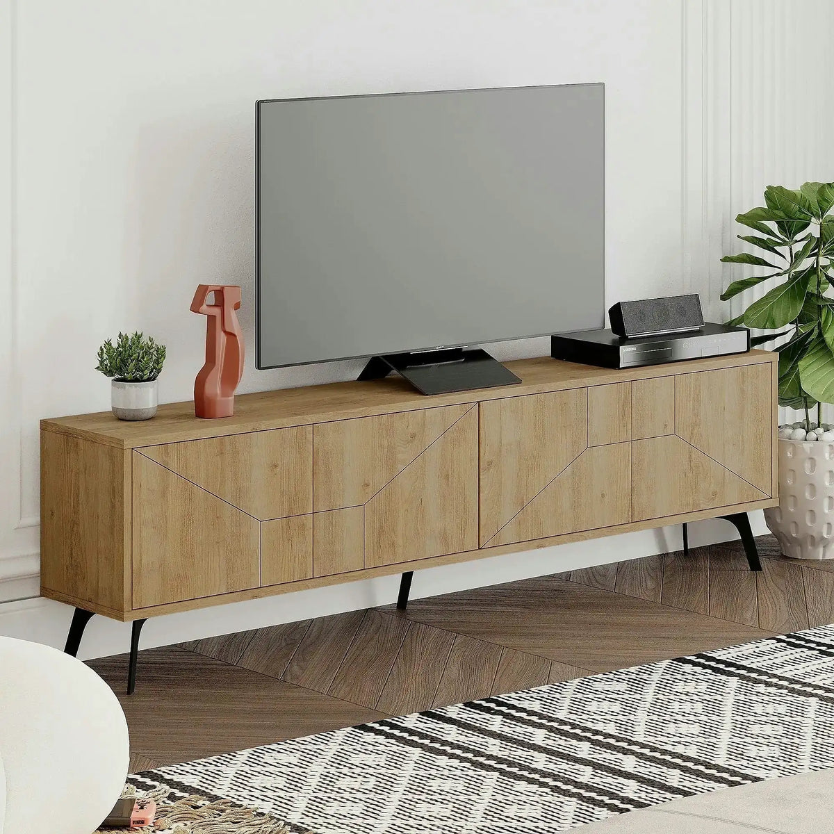 Comoda TV DUNE, stejar, PAL melaminat, 180x30x50 cm