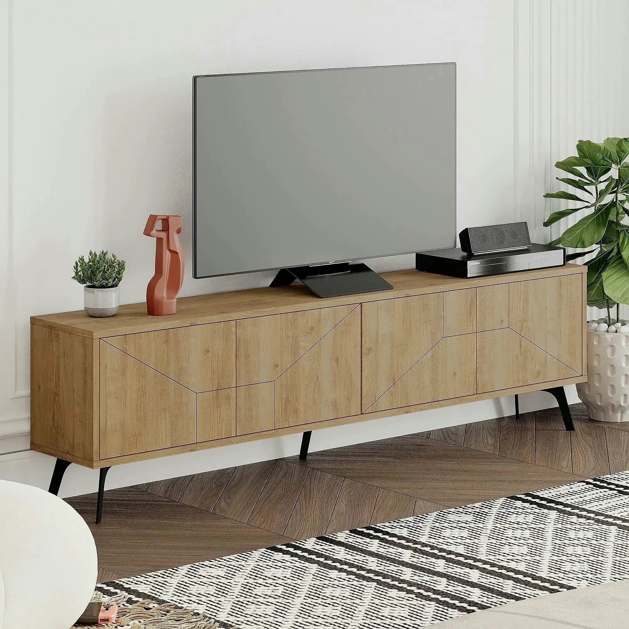Comoda TV DUNE, stejar, PAL melaminat, 180x30x50 cm