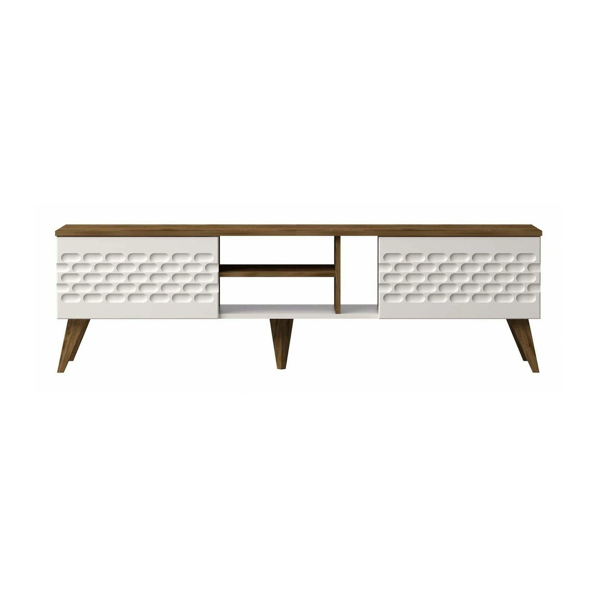 Comoda TV Egg, stejar/alb, PAL melaminat, 180x35x53 cm