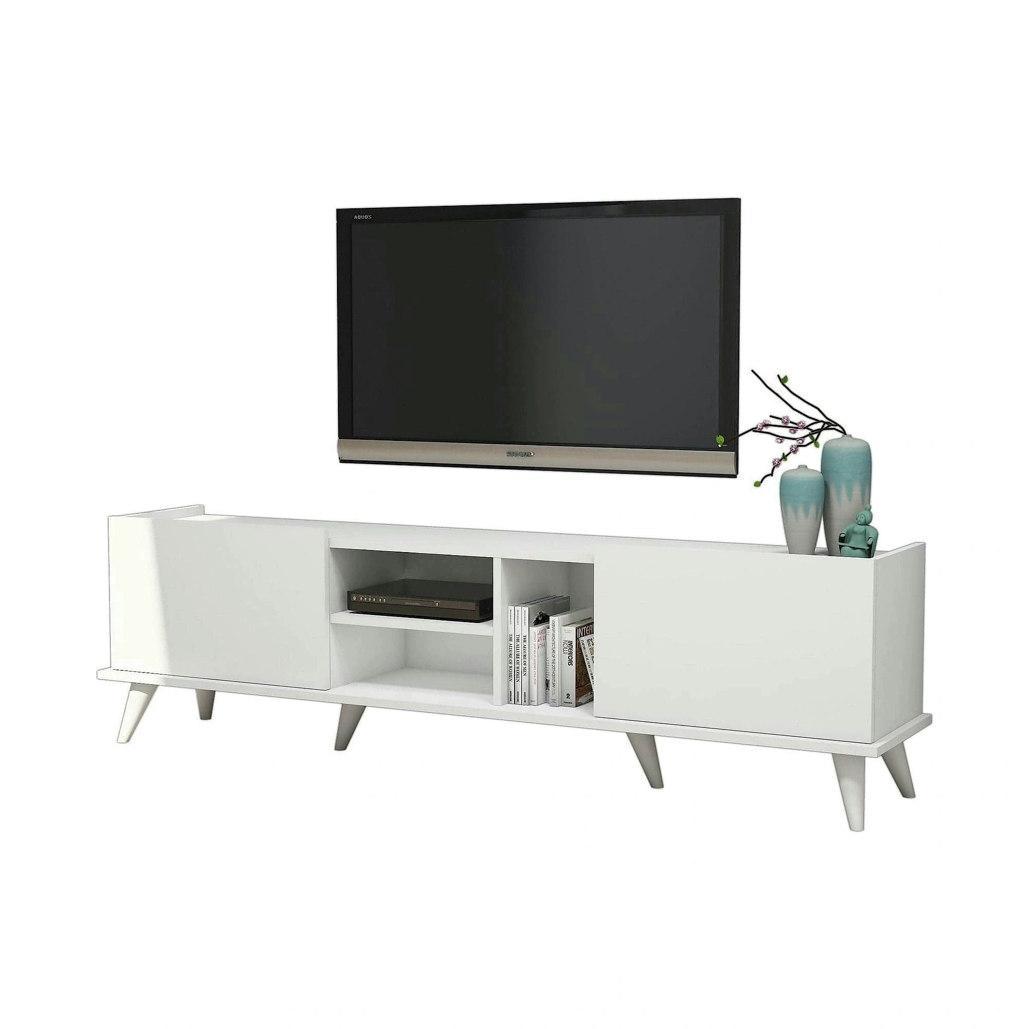Comoda TV ELEGANTE 1320, alb, PAL melaminat, 180x34x52 cm