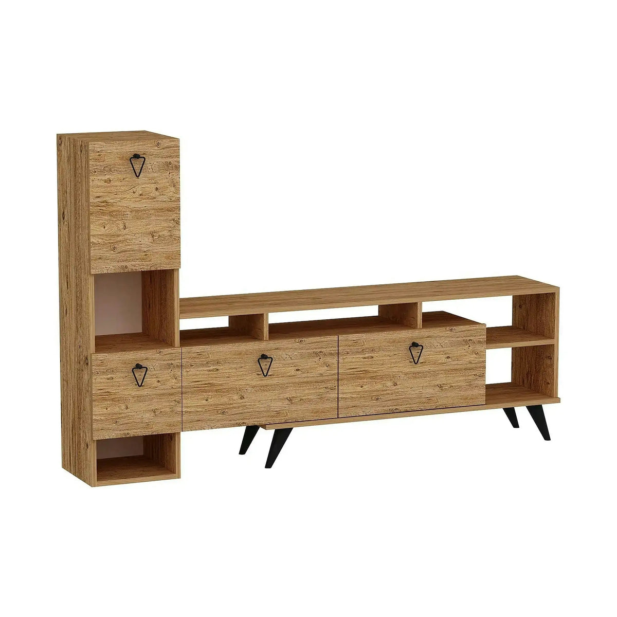 Comoda TV EMMY, pin/negru, PAL melaminat, 185x35x120 cm