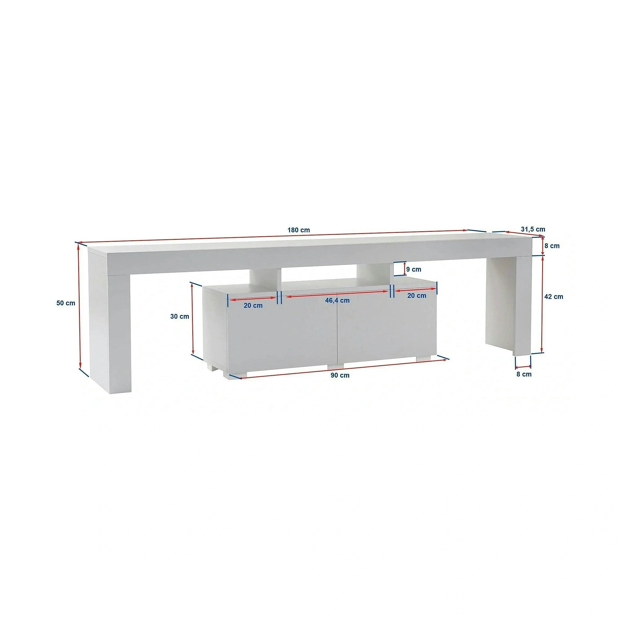 Comoda TV ENCLAVE, alb cu efect de marmura, PAL, 180x32x50 cm