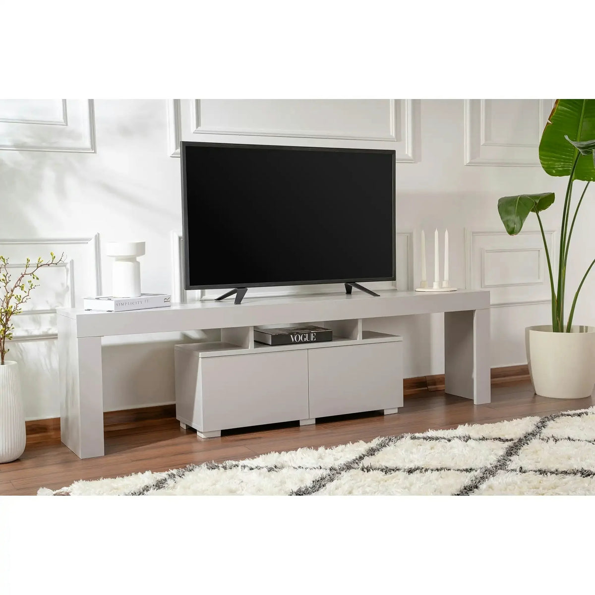 Comoda TV ENCLAVE, gri, PAL, 180x32x50 cm