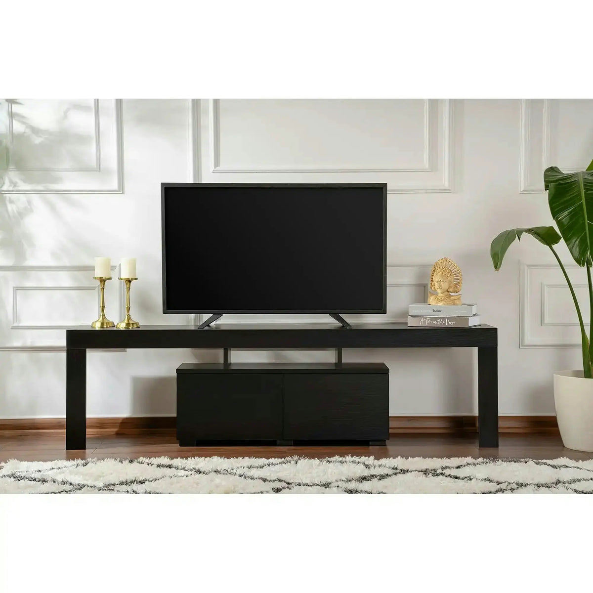 Comoda TV ENCLAVE, negru, PAL, 180x32x50 cm