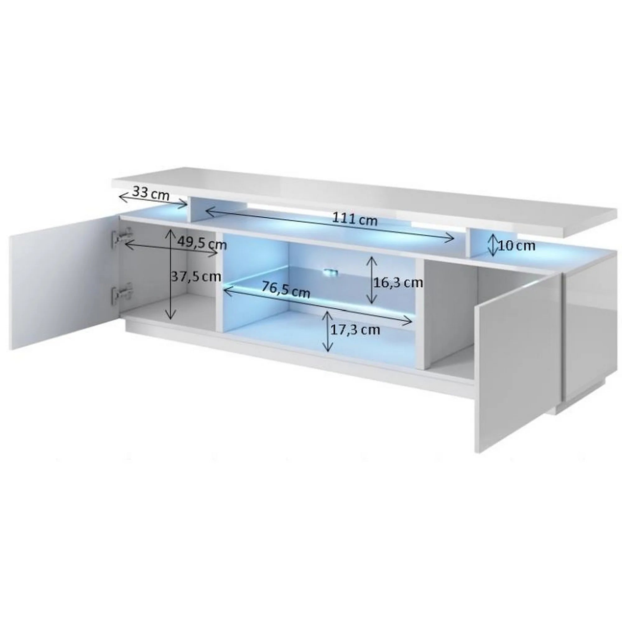 Comoda TV EVA, alb, PAL laminat, 180x40x56 cm