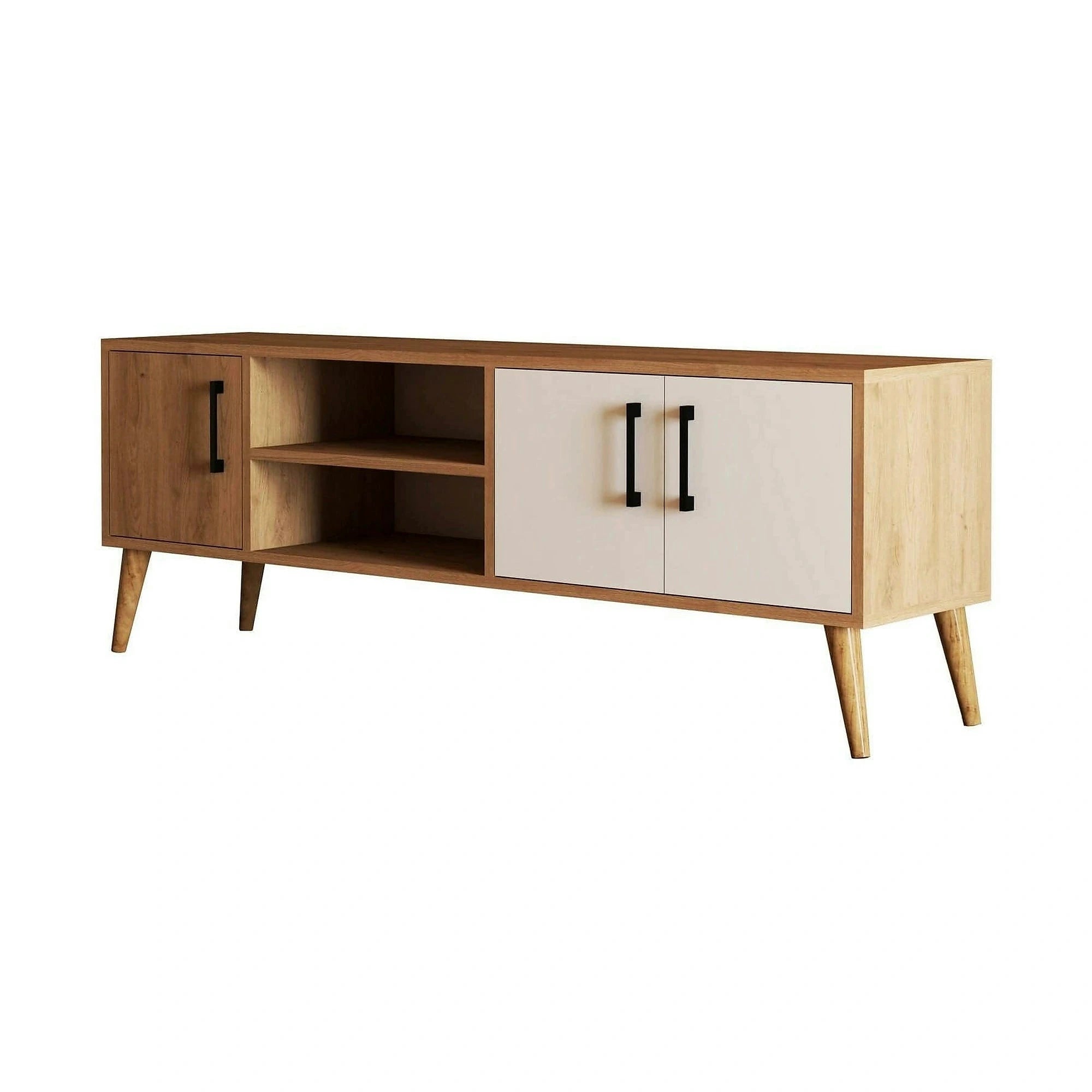 Comoda TV EXXEN-1584, stejar/alb, PAL melaminat, 150x34x52 cm