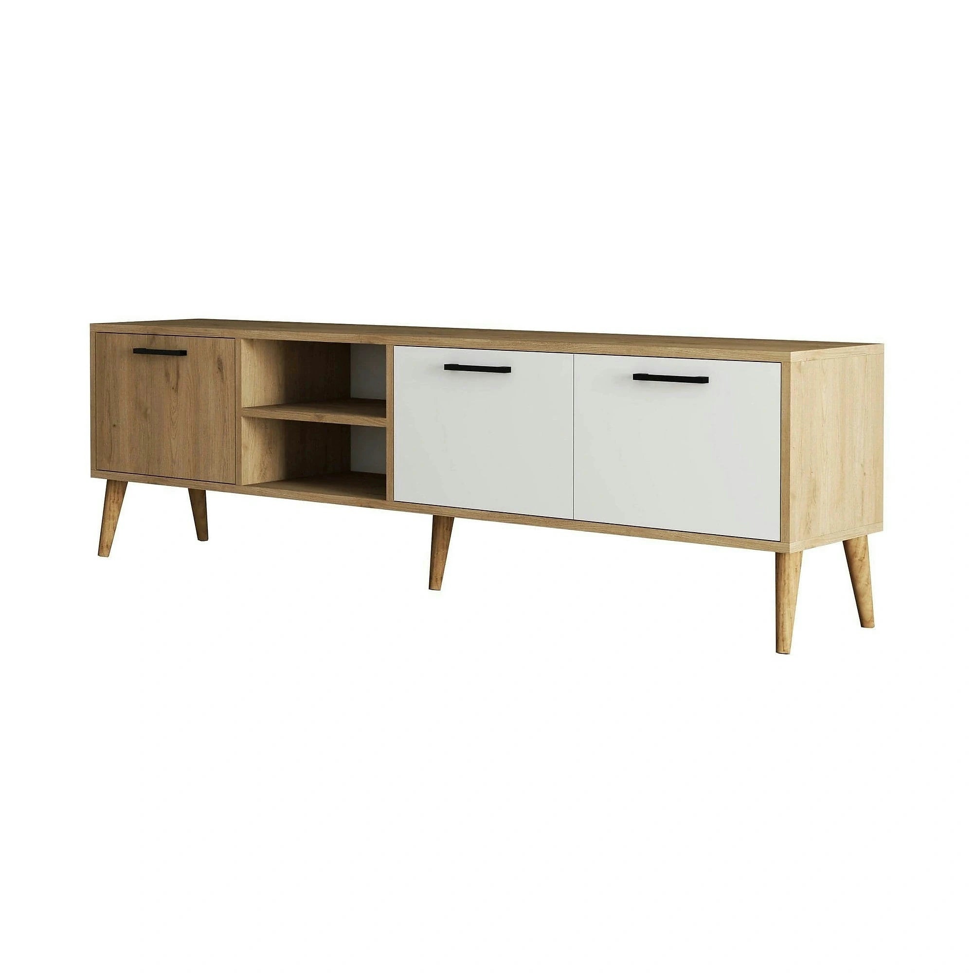 Comoda TV EXXEN-1585, stejar/alb, PAL melaminat, 180x35x53 cm