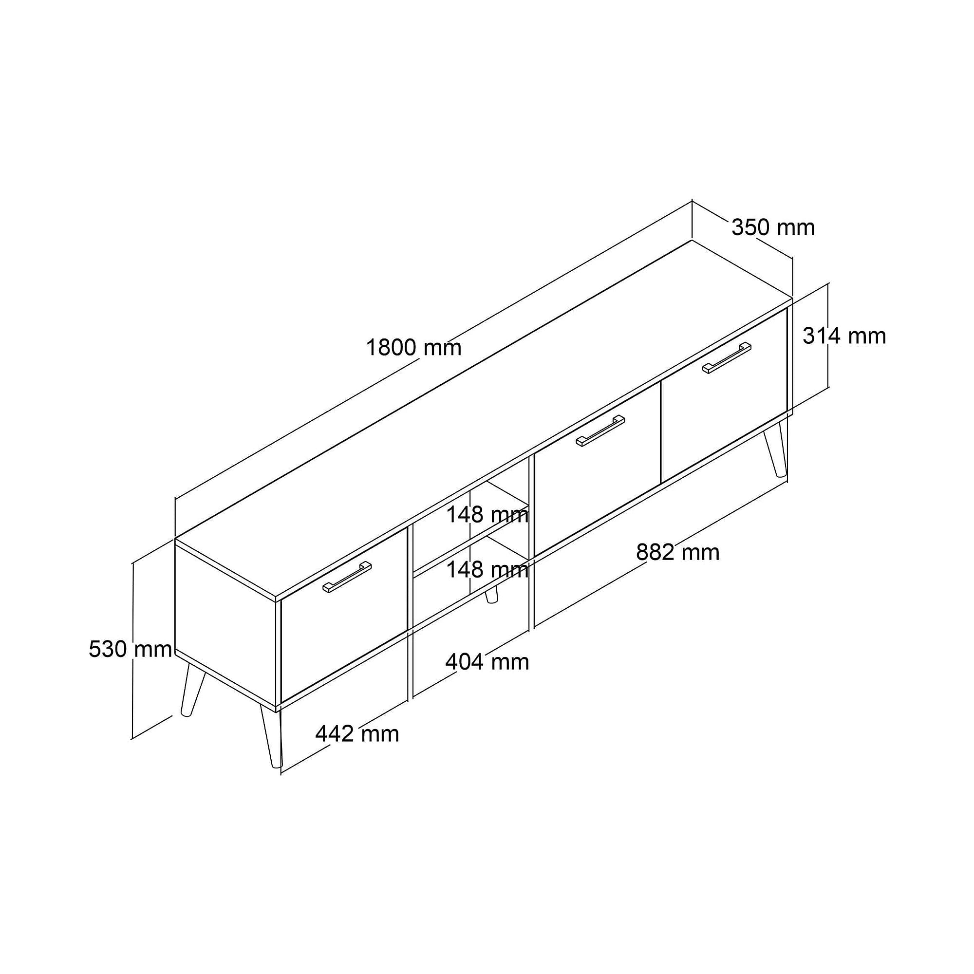 Comoda TV EXXEN-1585, stejar/alb, PAL melaminat, 180x35x53 cm