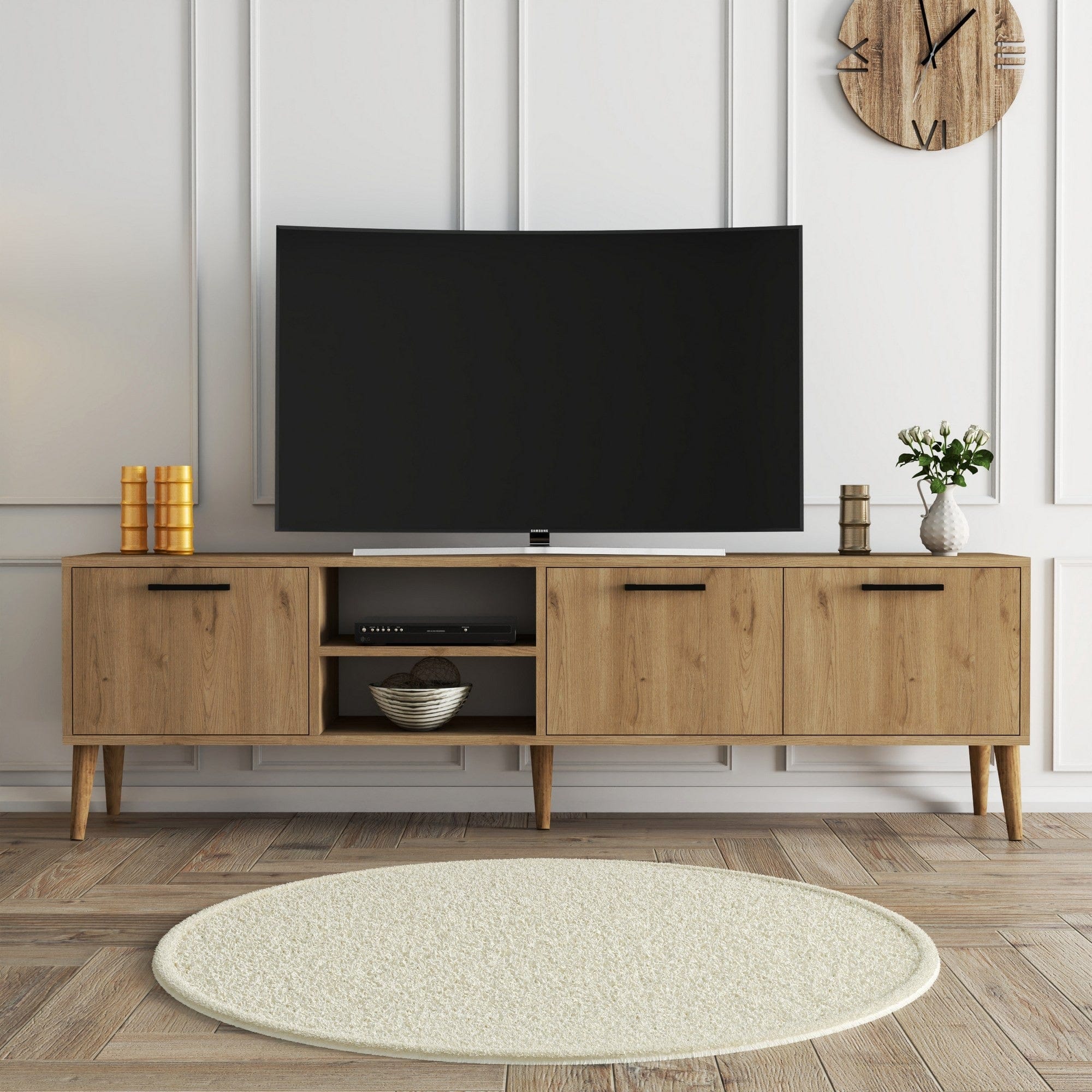 Comoda TV EXXEN-1587, stejar, PAL melaminat, 180x35x53 cm