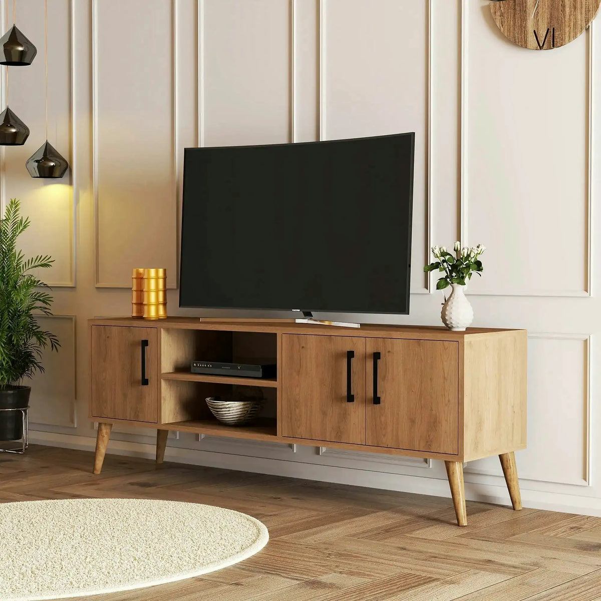 Comoda TV EXXEN, stejar, PAL, 150x34x52 cm
