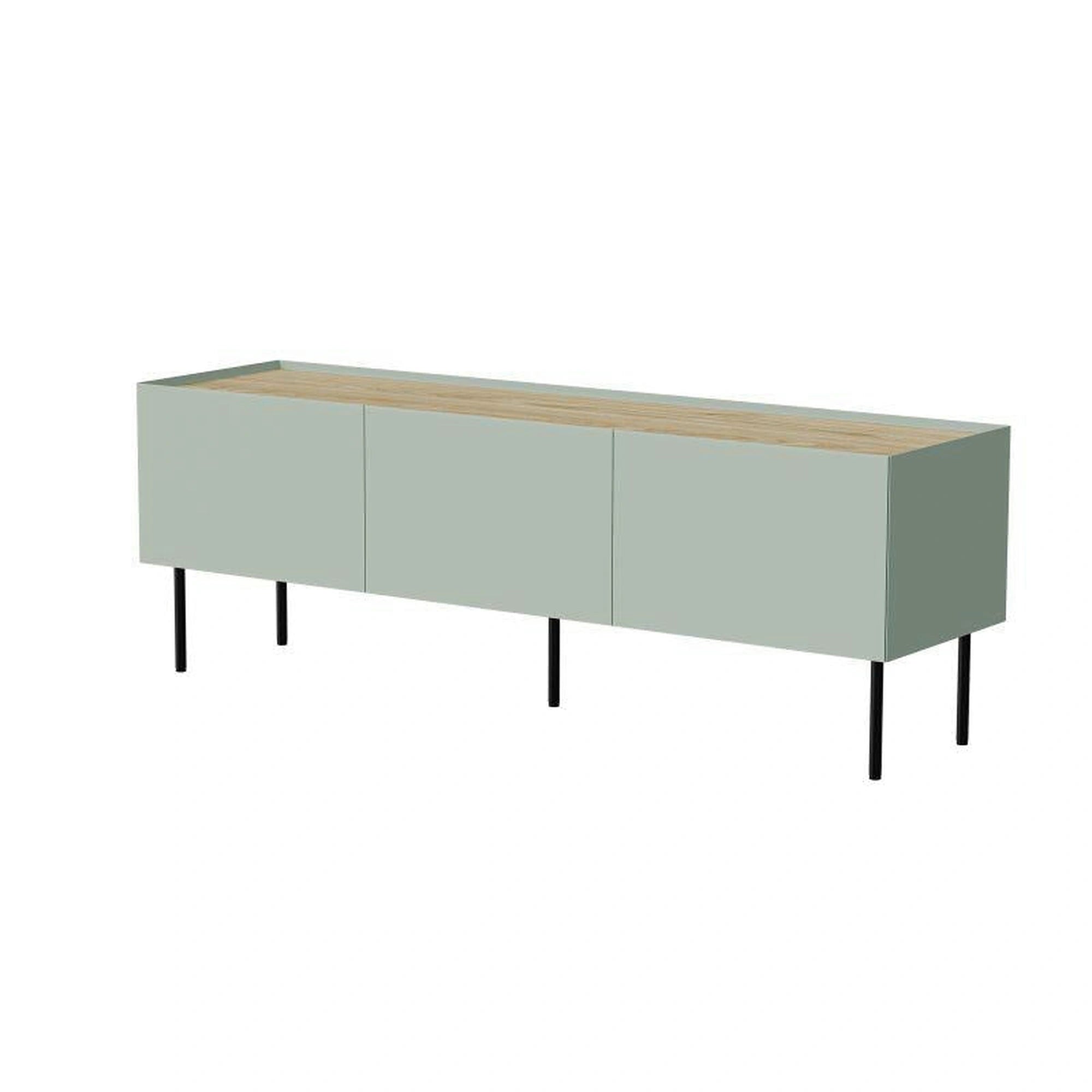Comoda TV FELLINI, verde olive/stejar, 150x40x52 cm